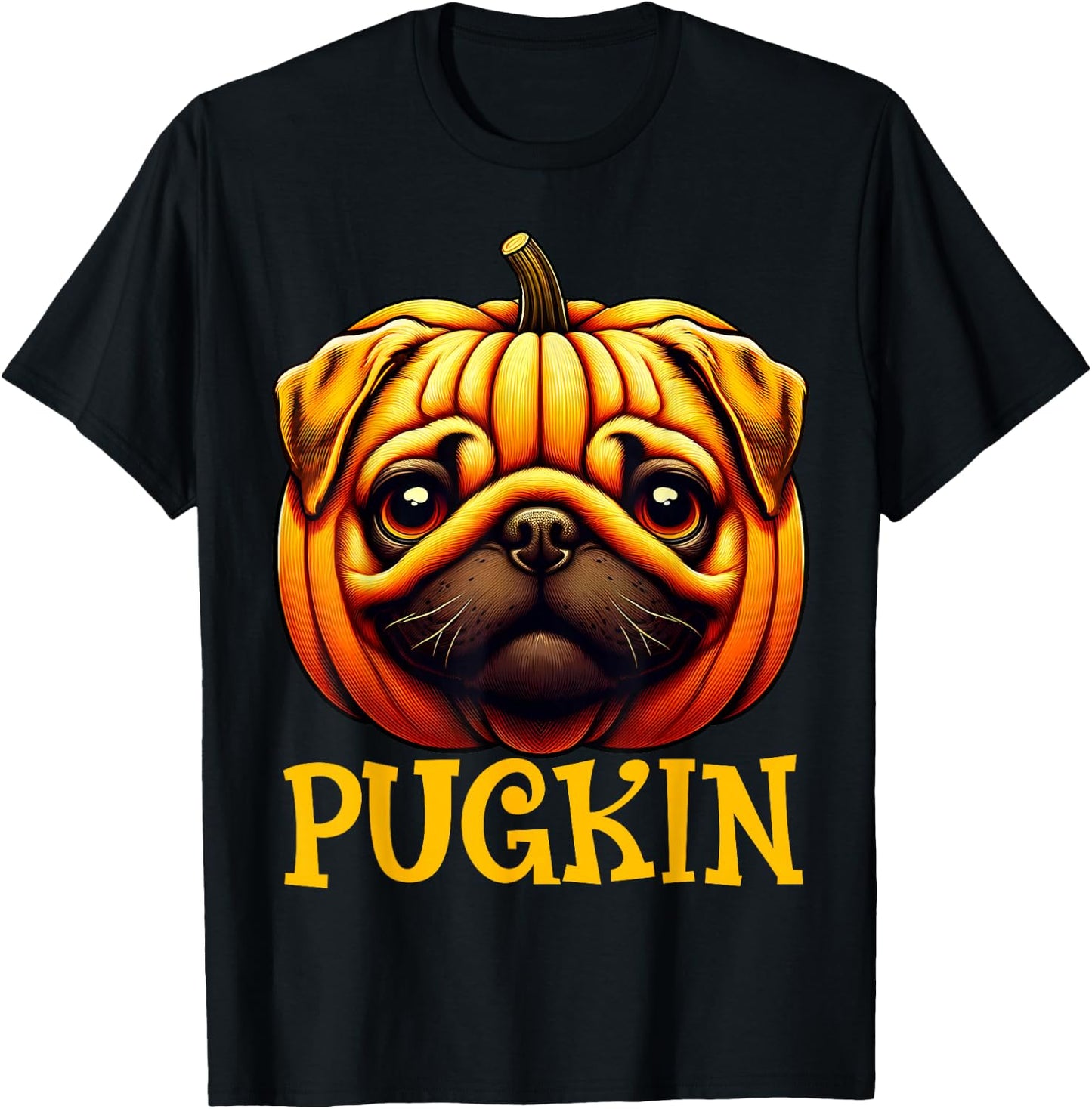 Funny Pugkin Pug Pumpkin Halloween Thanksgiving Men Women T-Shirt - T-Shirt | Black