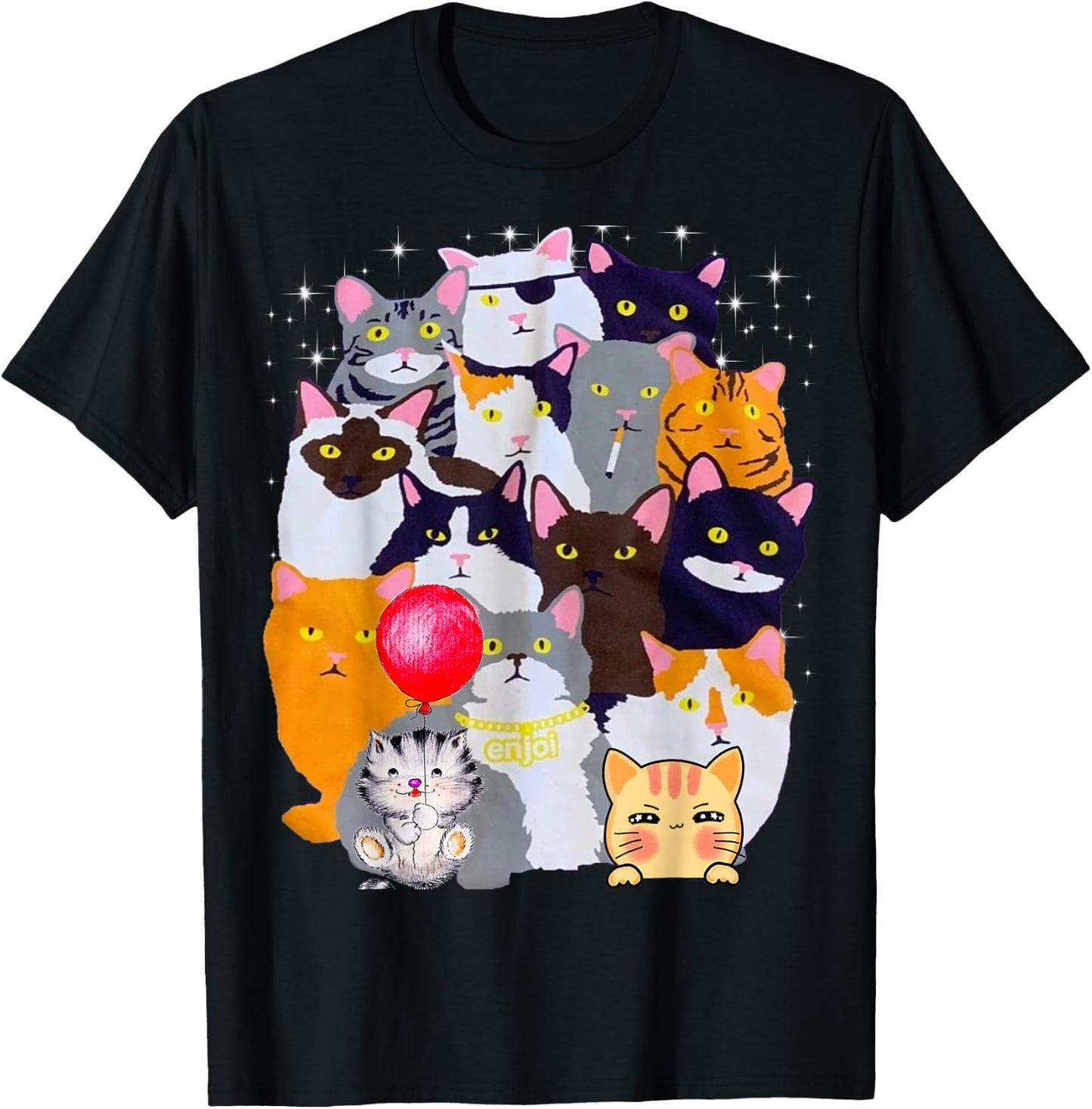 Vintage Y2K Enjoi Cat Gang Cool Cat Mom Cat Dad Kitten Lover T-Shirt - T-Shirt | Black
