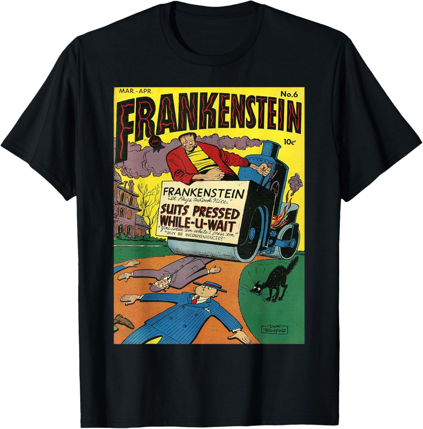 Frankenstein Halloween Horror Vintage Comic Book Retro Funny T-Shirt - T-Shirt | Black