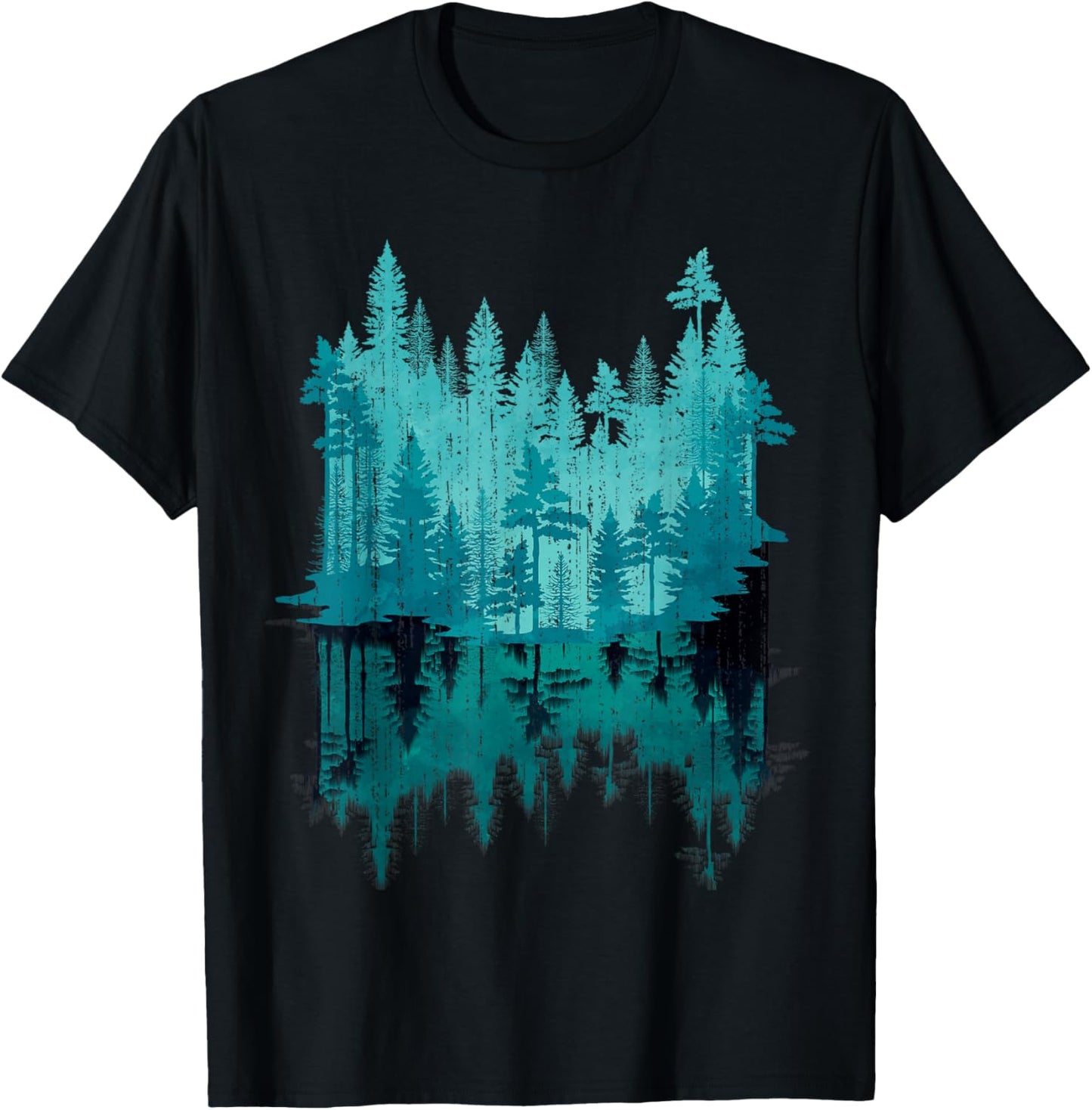 Outdoor Forest Landscape Tree Reflection Nature T-Shirt - T-Shirt | Black