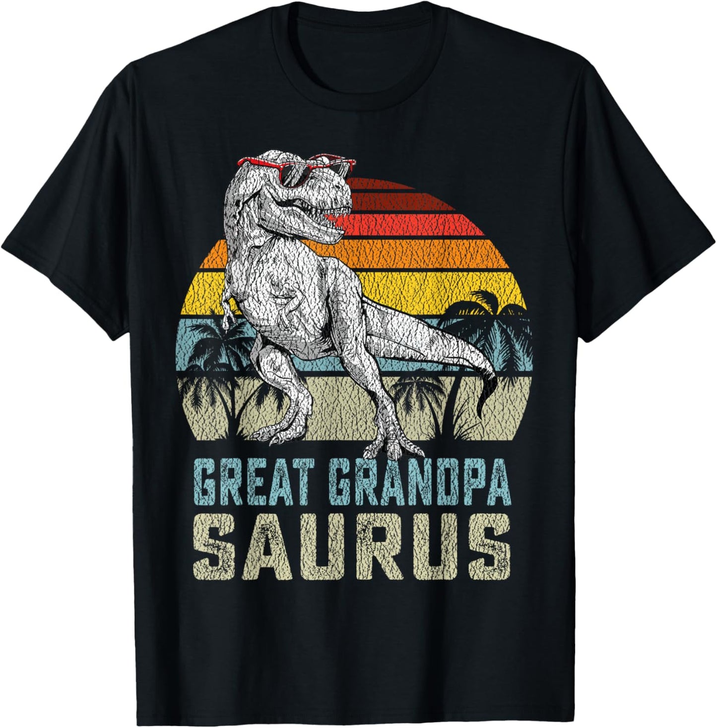 Great grandpasaurus T Rex Dinosaur Grandpa Saurus Family T-Shirt - T-Shirt | Black