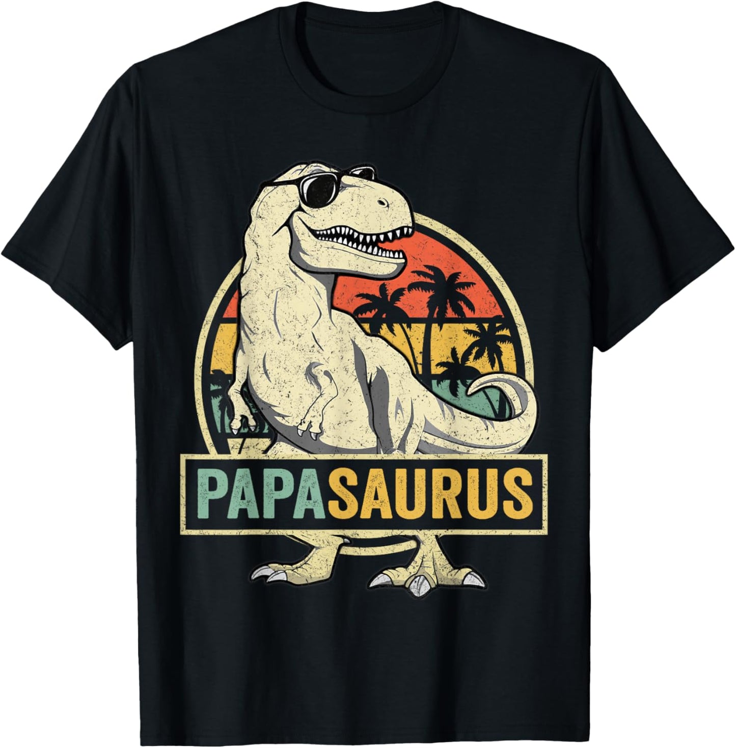 Papasaurus T Rex Dinosaur Papa Saurus Family Matching T-Shirt - T-Shirt | Black