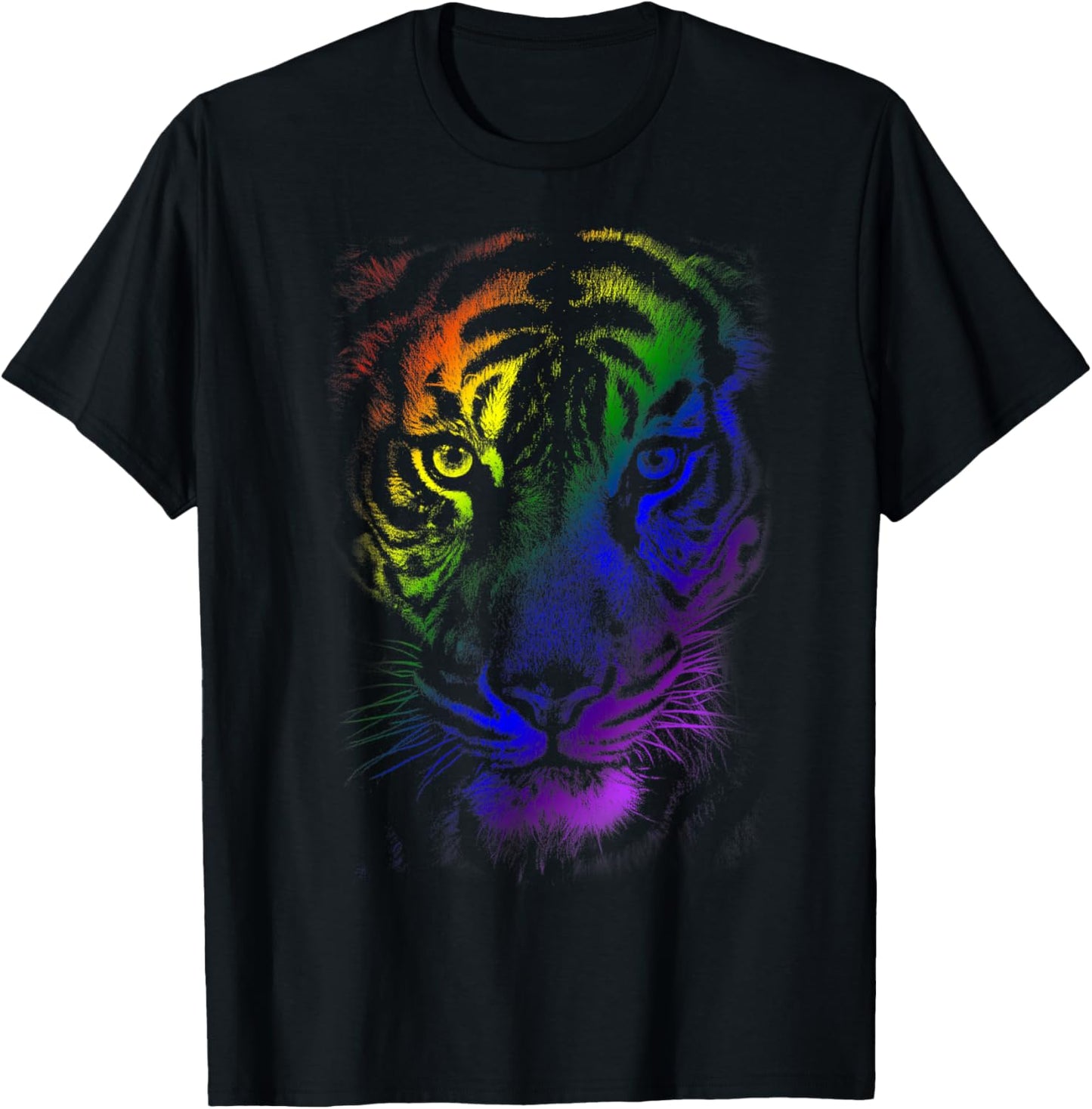 Tie dye Tiger tshirt_Rainbow Tiger Graphic for Animal Lover T-Shirt - T-Shirt | Black