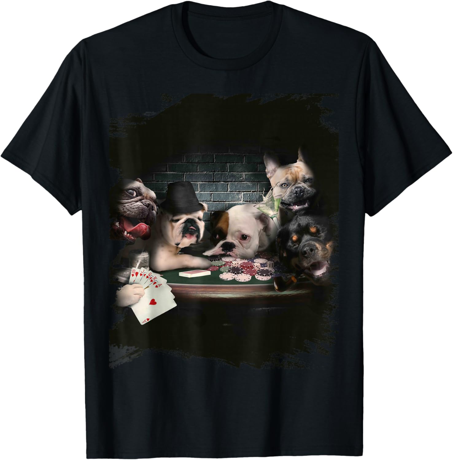Fun Playing Cards for Dogs and Dogs Poker Player T-Shirt - T-Shirt | Black
