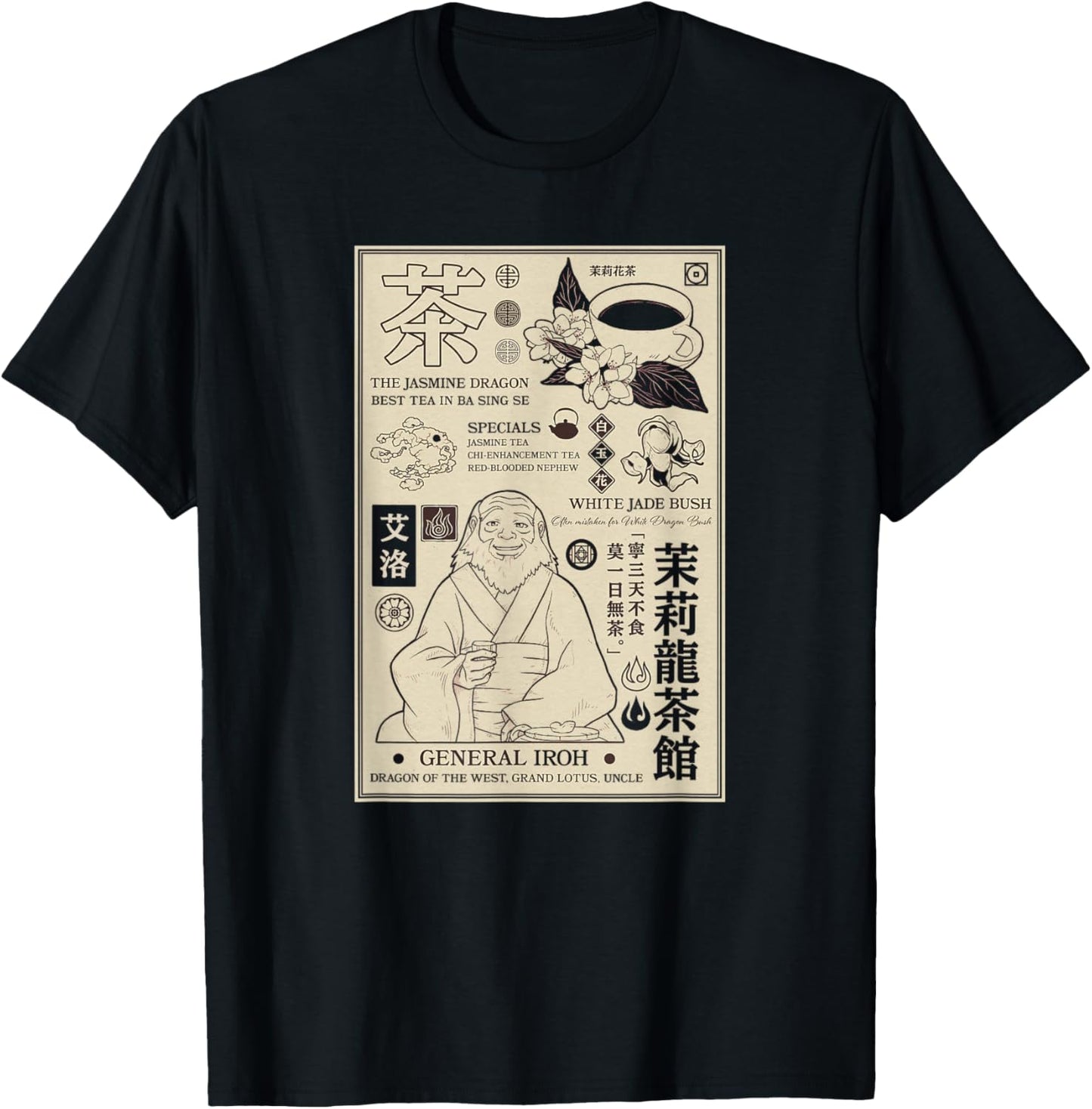 Avatar: The Last Airbender General Iroh Info Poster T-Shirt - T-Shirt | Black