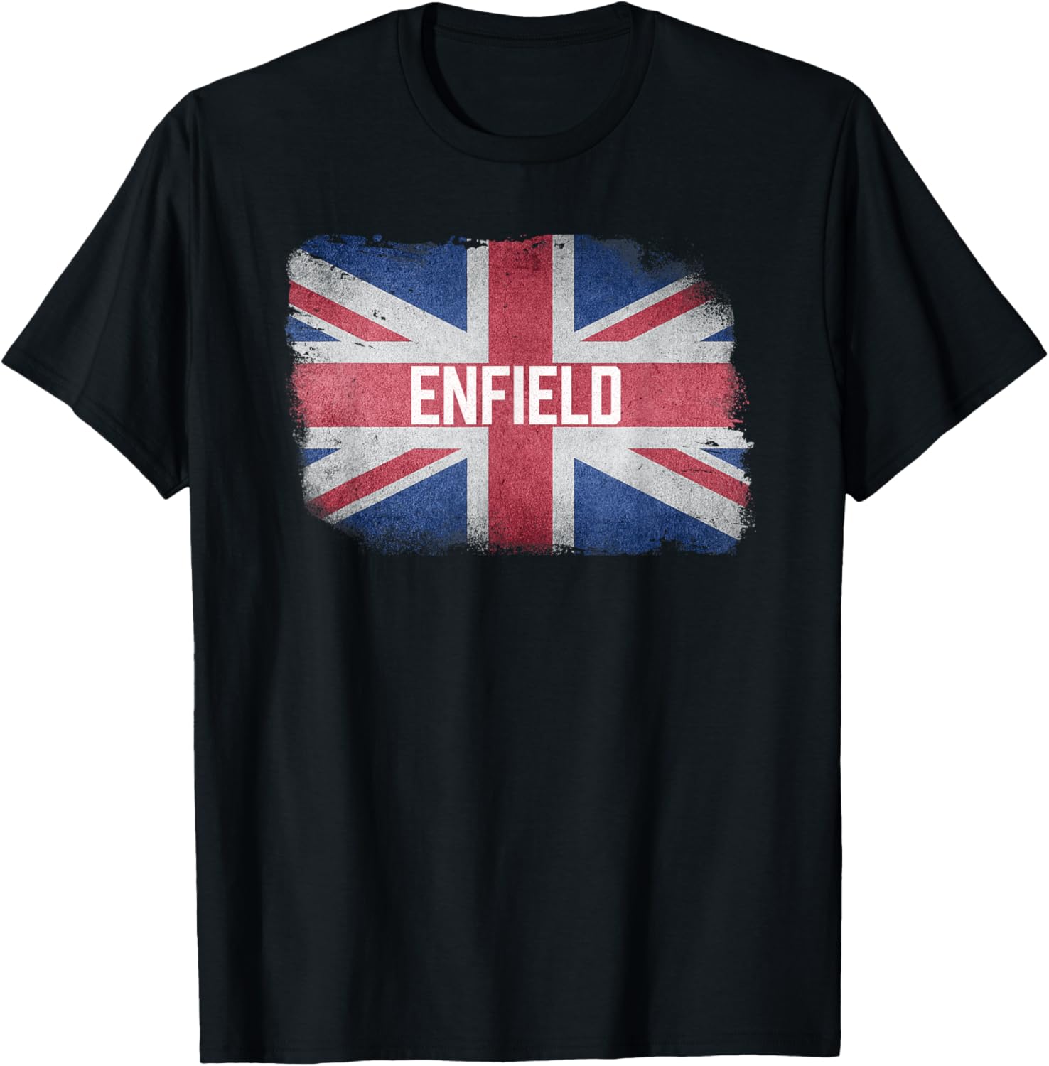 Enfield | United Kingdom British Flag Vintage UK Souvenir T-Shirt - T-Shirt | Black