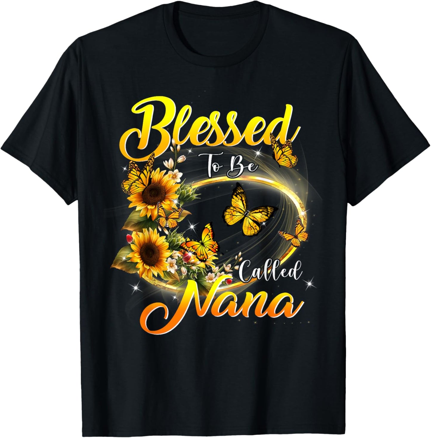 Blessed to be called Nana Shirt Sunflower Lovers Grandma T-Shirt - T-Shirt | Black