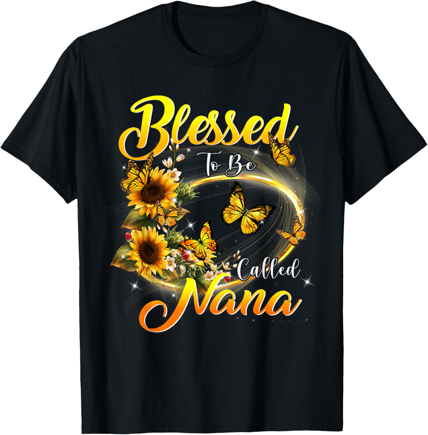 Blessed to be called Nana Shirt Sunflower Lovers Grandma T-Shirt - T-Shirt | Black