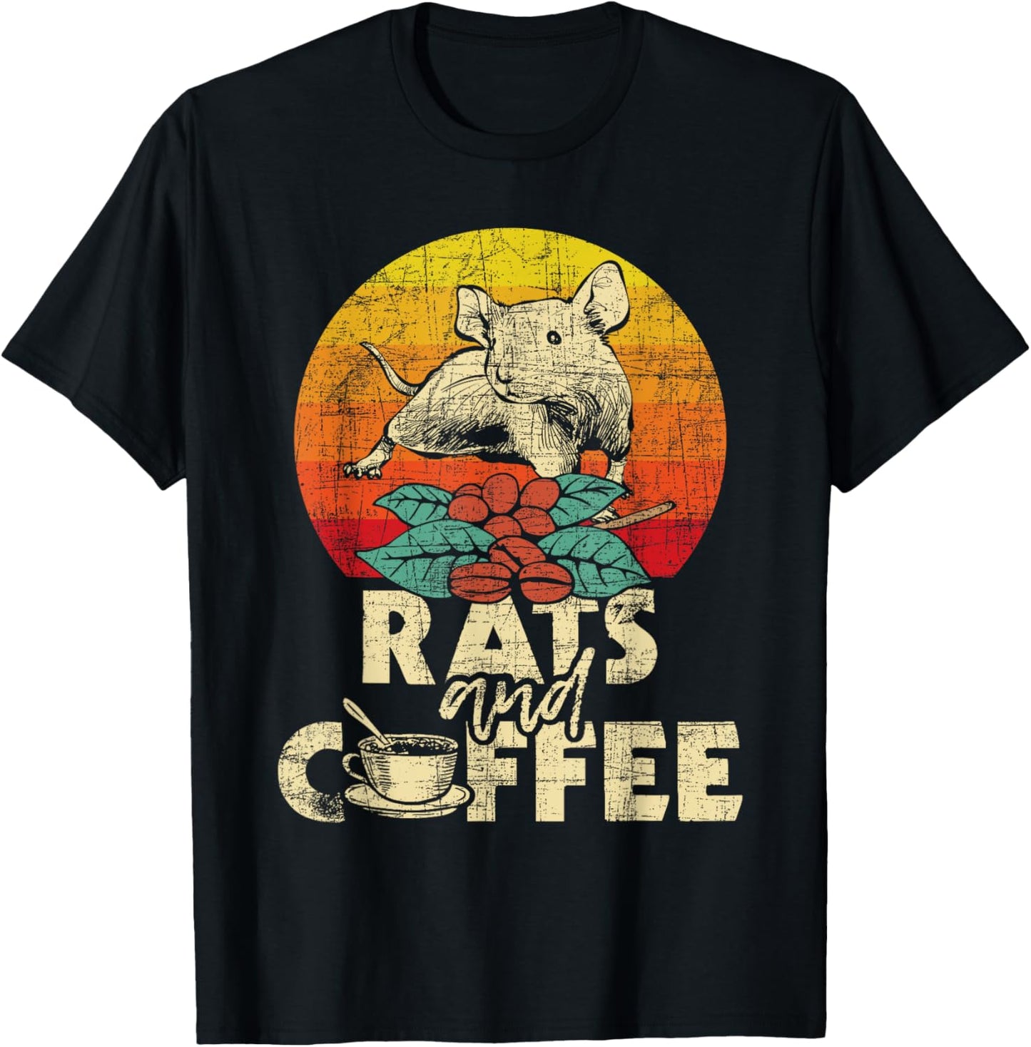 Rats And Coffee - Rodent Mouse Lover Rat Whisperer T-Shirt - T-Shirt | Black