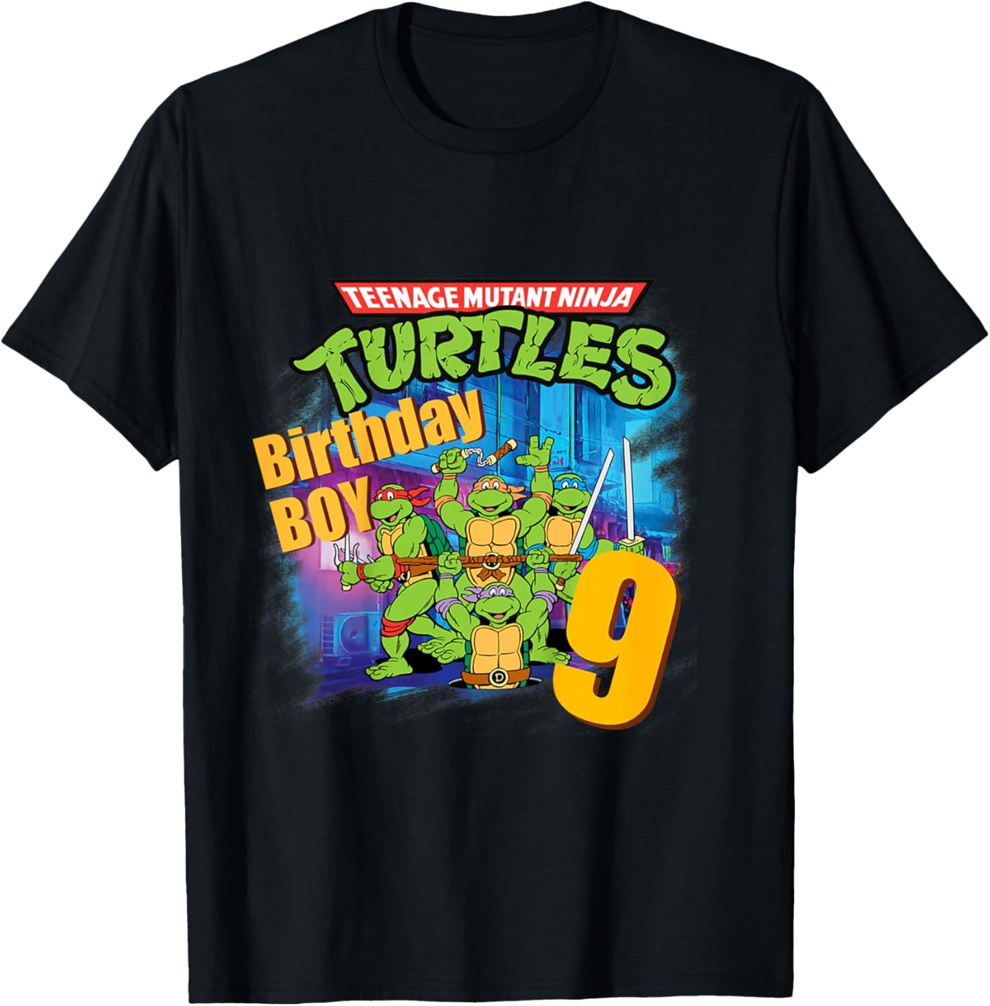 Mademark x Teenage Mutant Ninja Turtles - Kids Original Teenage Mutant Ninja Turtles Classic 9th Birthday T-Shirt - T-Shirt | Black