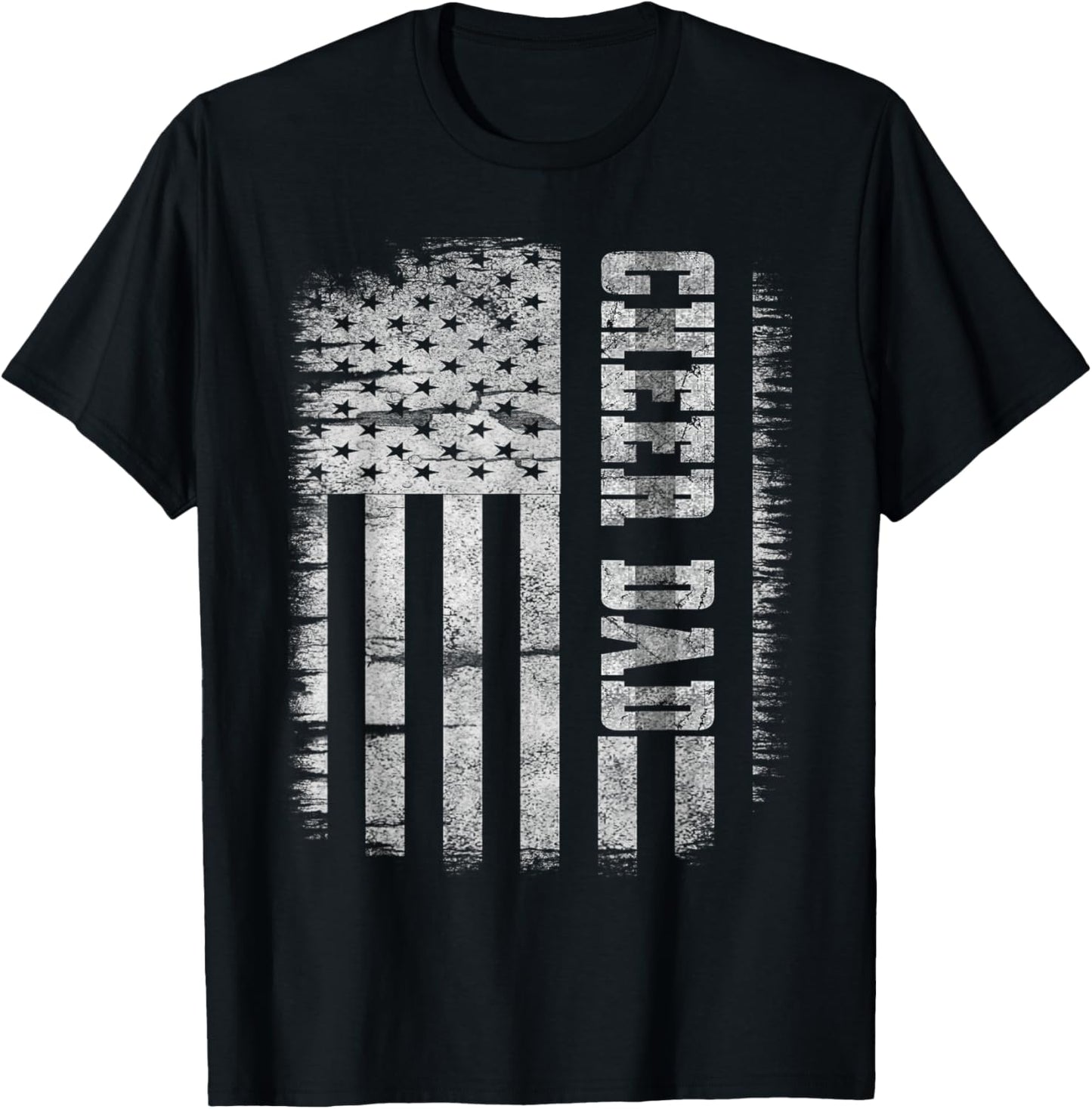 Cheer Dad Proud Cheerleading American Flag Best Cheer Dad T-Shirt - T-Shirt | Black