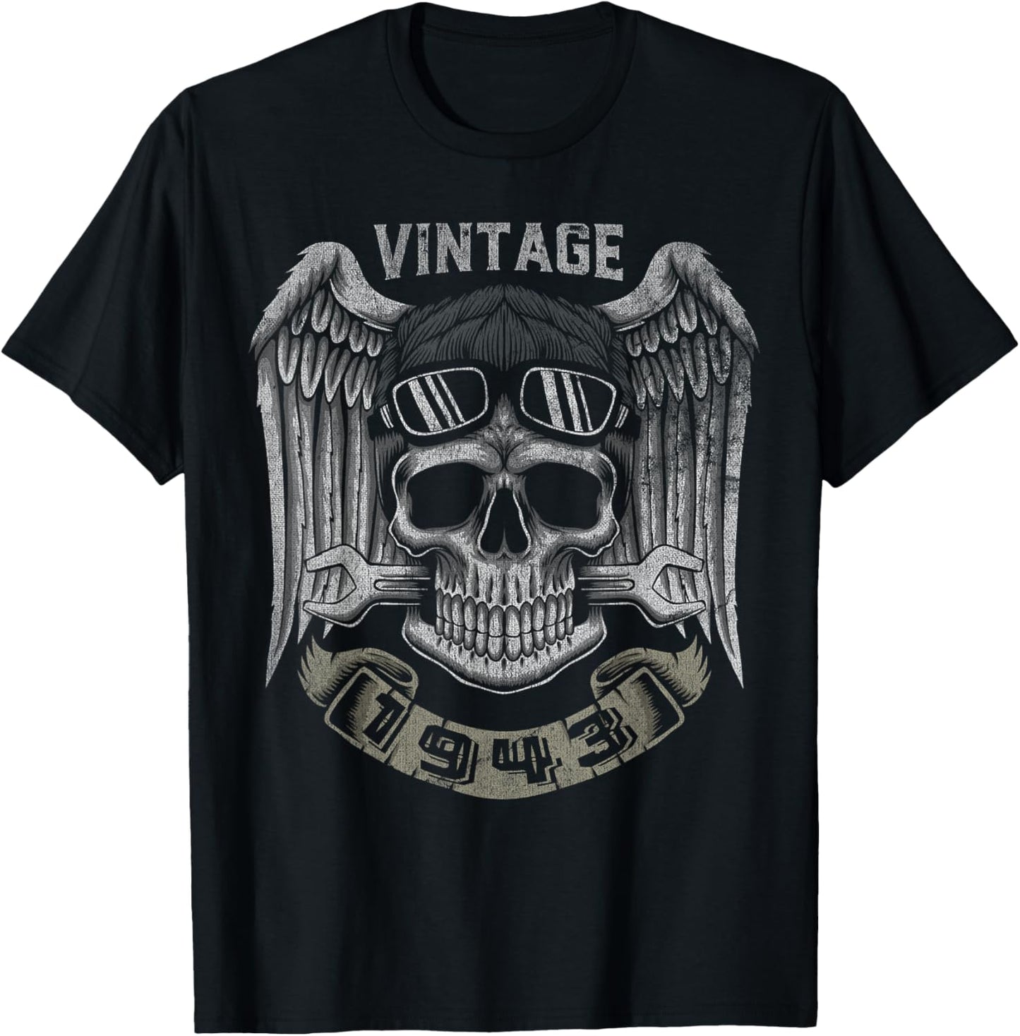 Vintage 1943 82th birthday 82 years old Biker T-Shirt - T-Shirt | Black