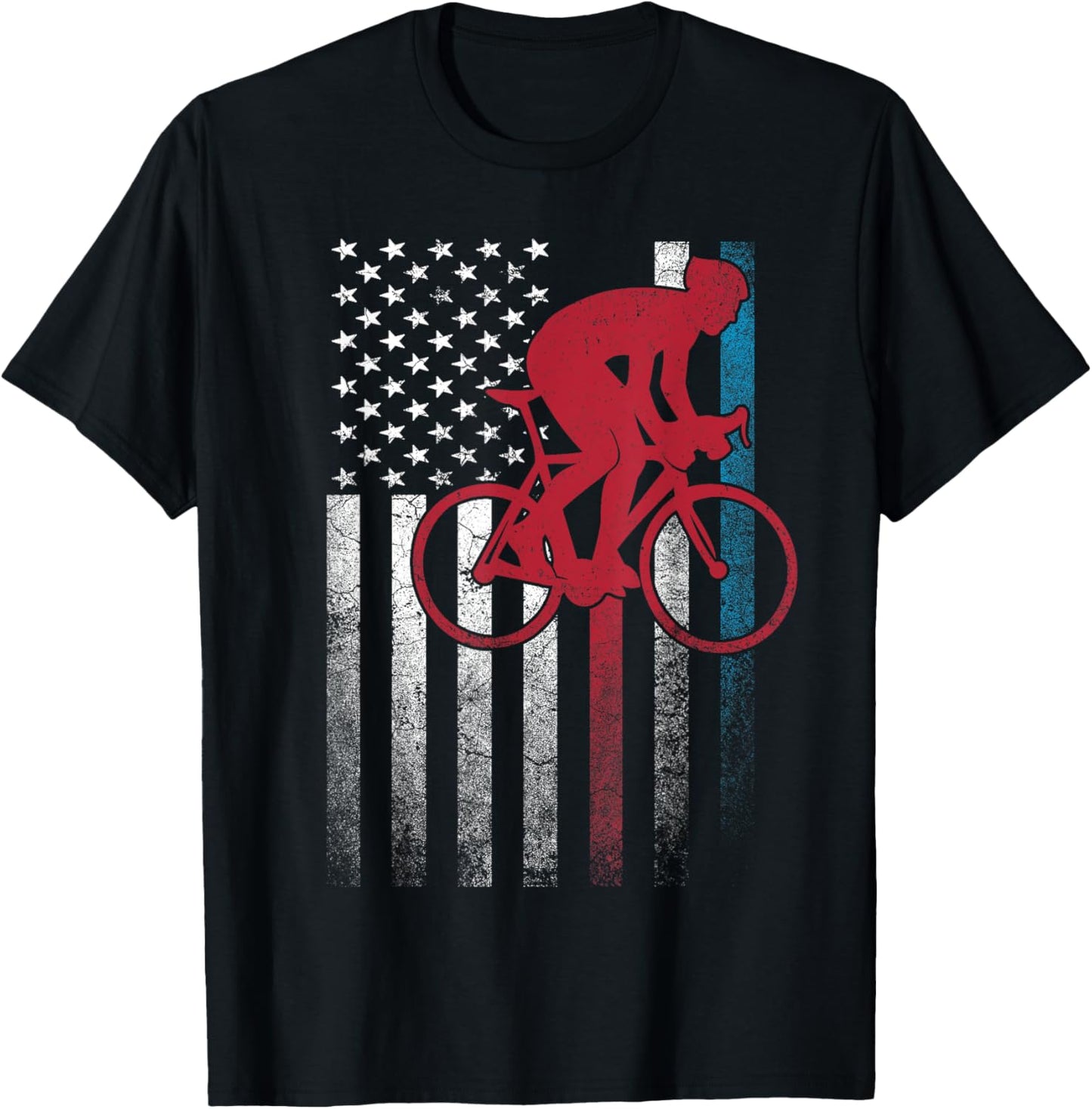 Cycling Bike Bicycle 4th of July Gift American Flag USA Kids Men T-Shirt - T-Shirt | Black