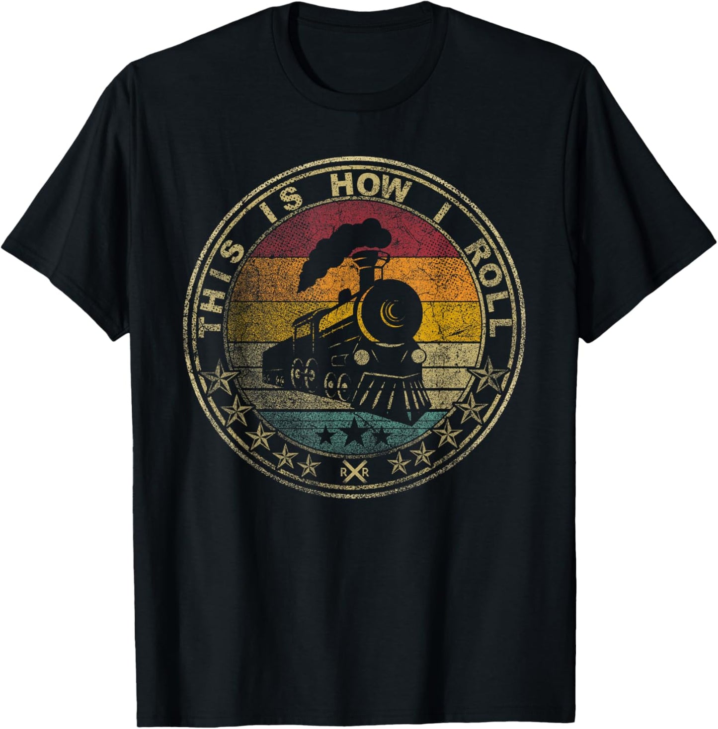 This Is How I Roll Retro Train Engine Model Track Railroad T-Shirt - T-Shirt | Black