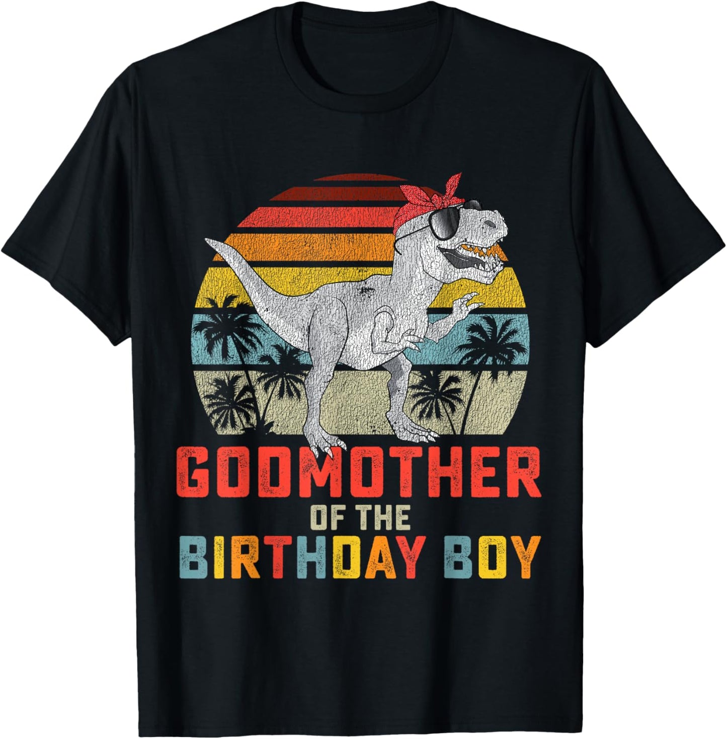 Godmother Dinosaur of the Birthday Boy Matching Family T-Shirt - T-Shirt | Black