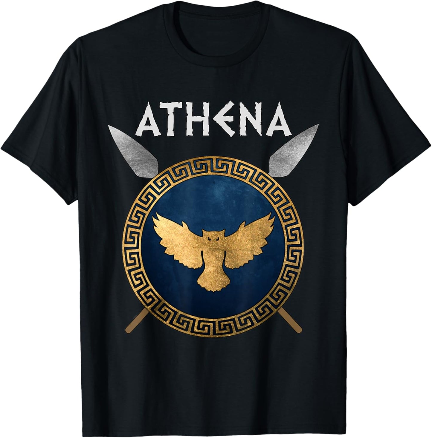 Athena Greek Goddess of Wisdom and War Symbol T-Shirt - T-Shirt | Black