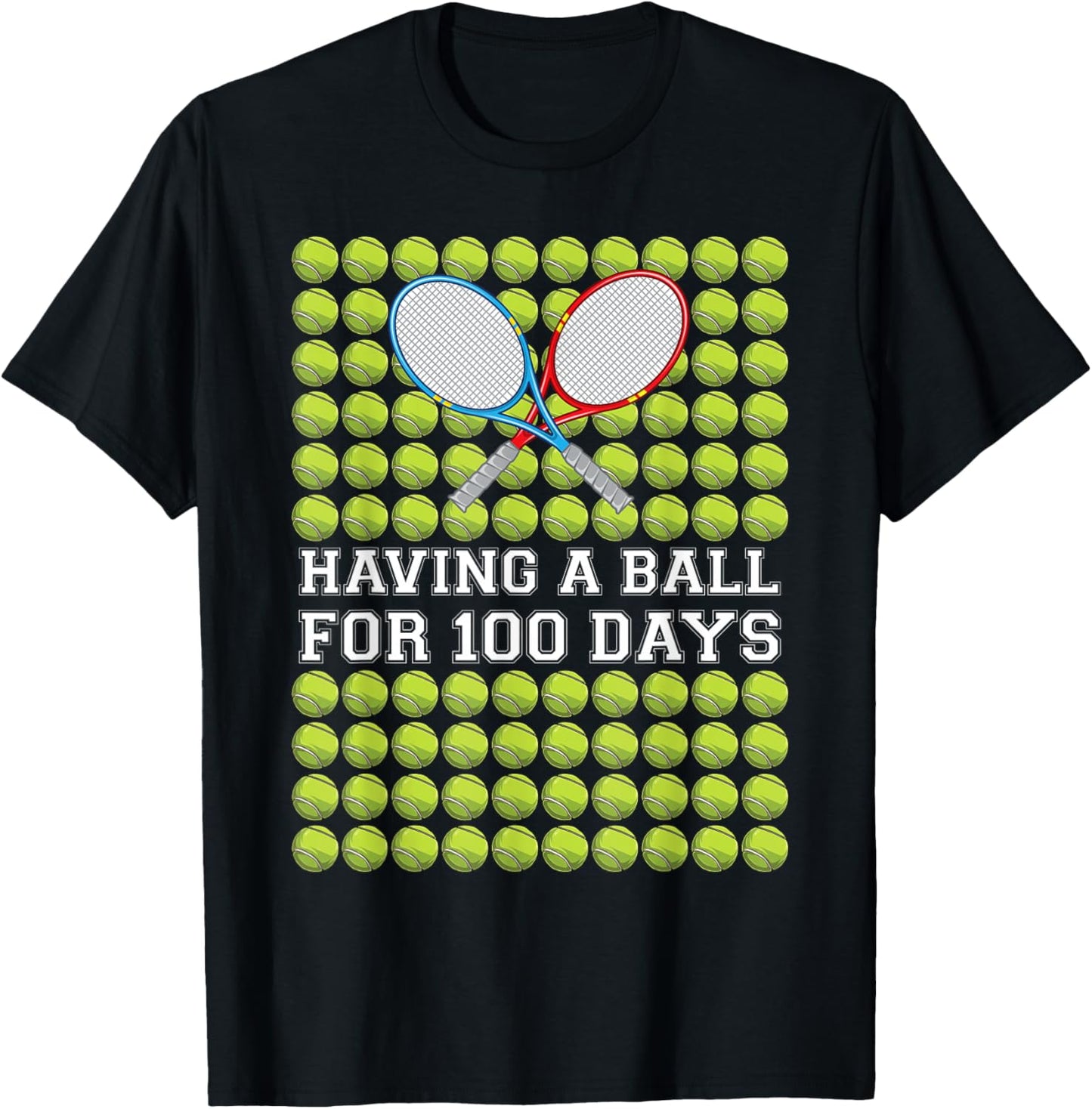 Having A Ball for 100 Days Tennis Kids Boy Smarter School T-Shirt - T-Shirt | Black