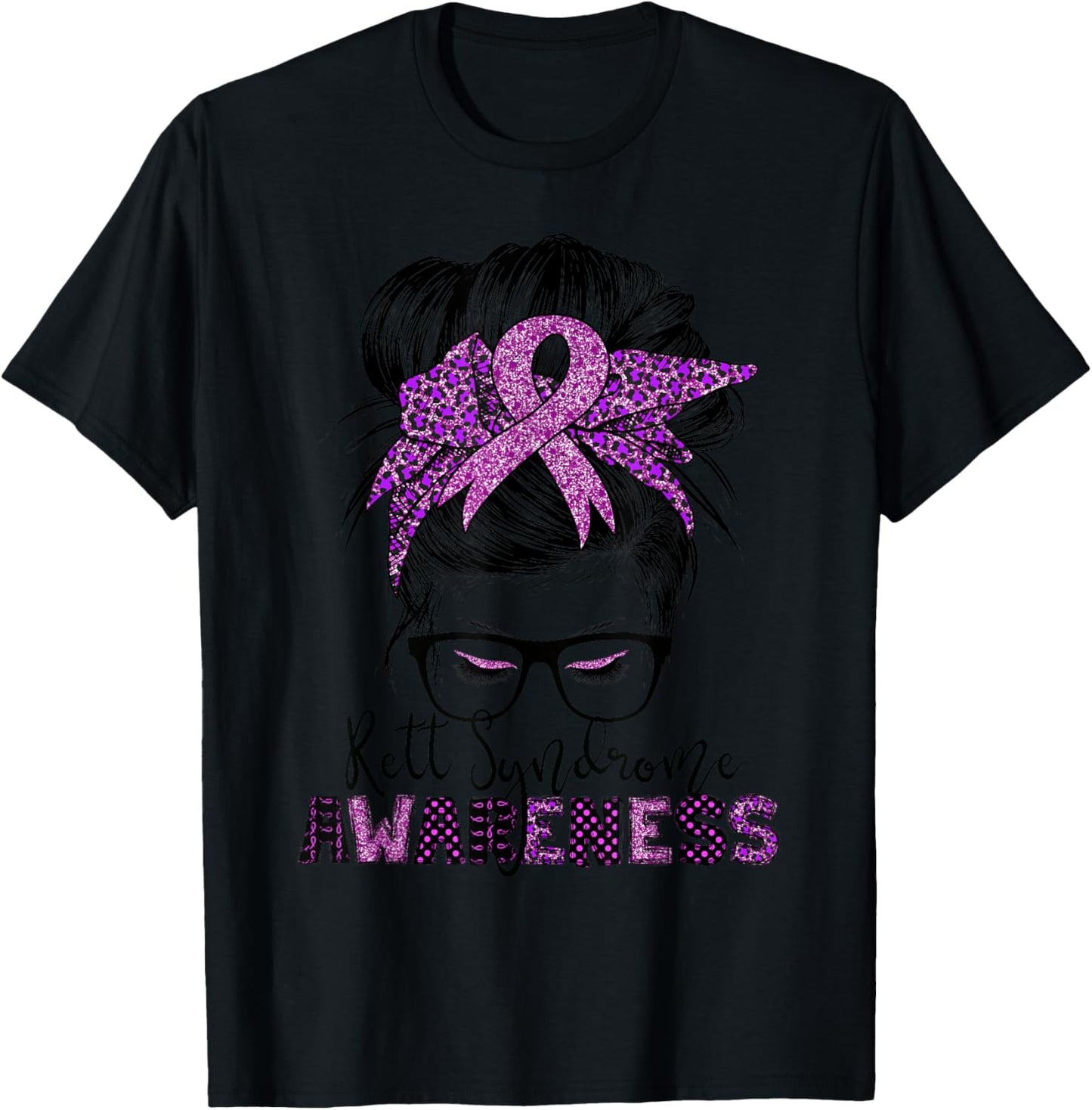 rett syndrome Awareness Messy bun hair women T-Shirt - T-Shirt | Black