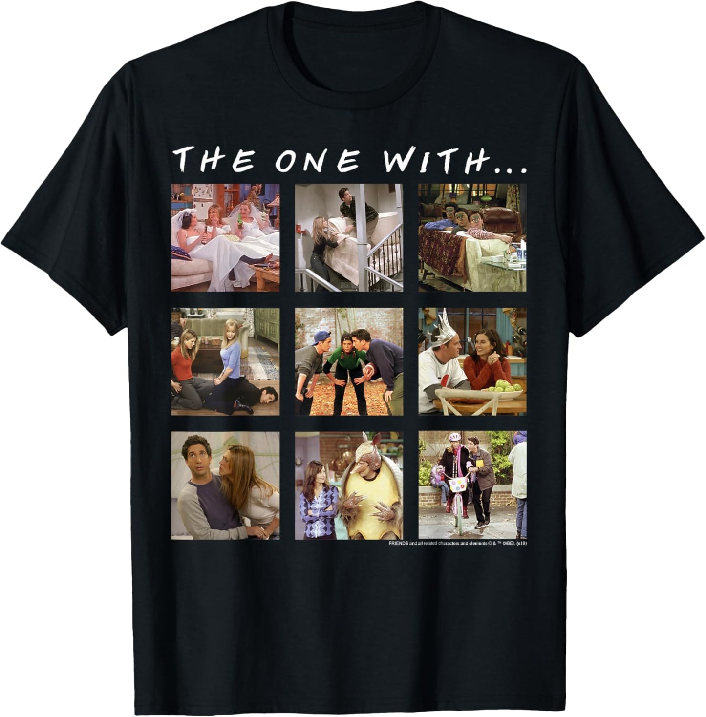 Friends Group Shot The One with Character Panels T-Shirt - T-Shirt | Black