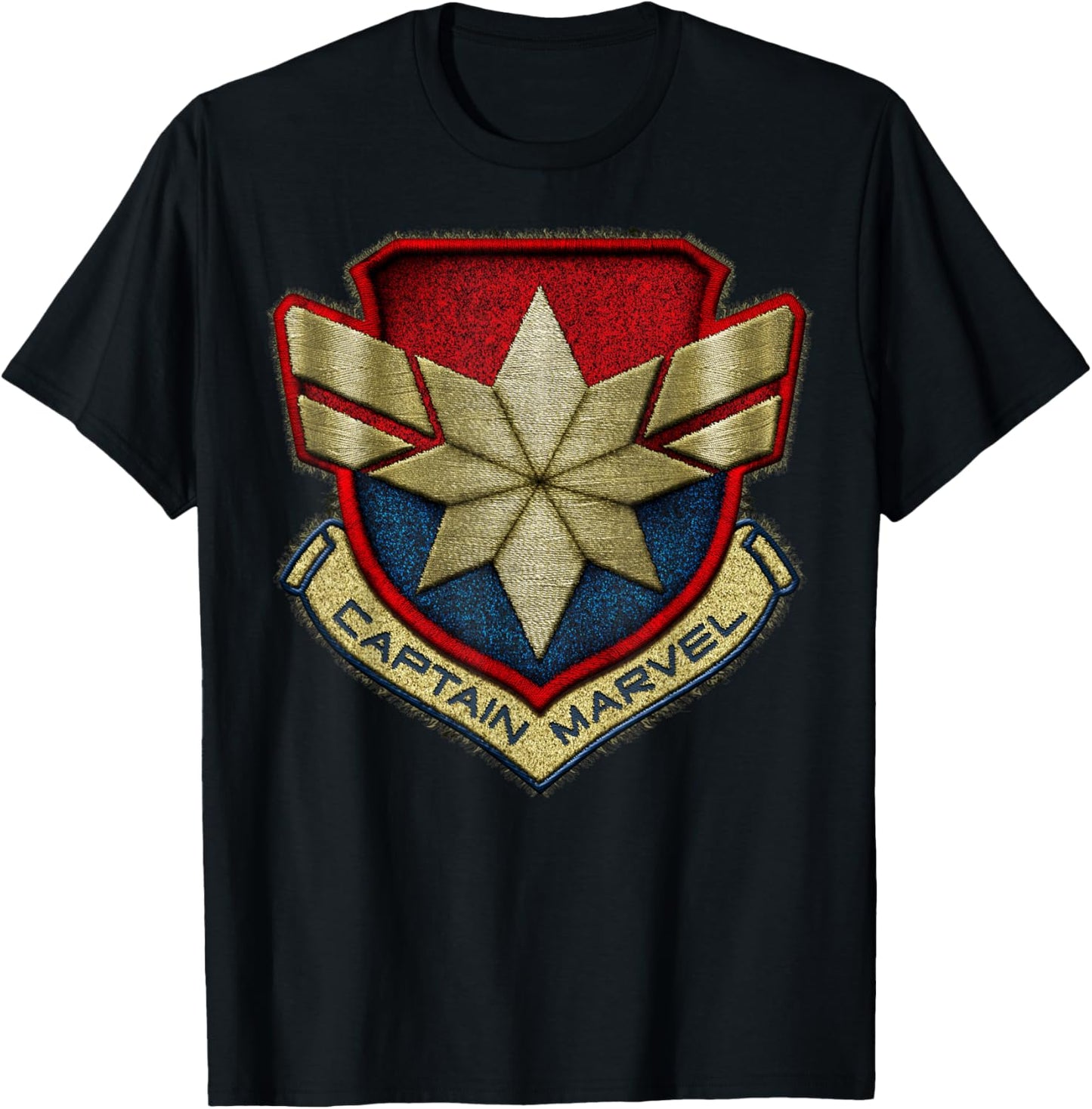 Marvel Captain Marvel Stitch Badge Logo T-Shirt - T-Shirt | Black