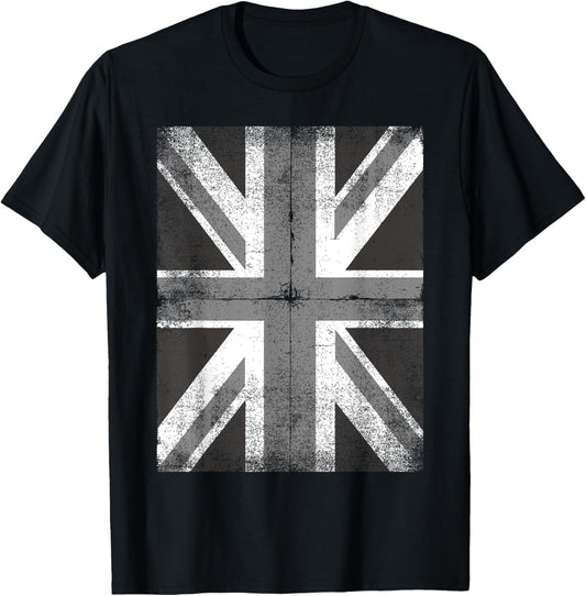 British Flag Grunge Style Vintage UK T-Shirt - T-Shirt | Black