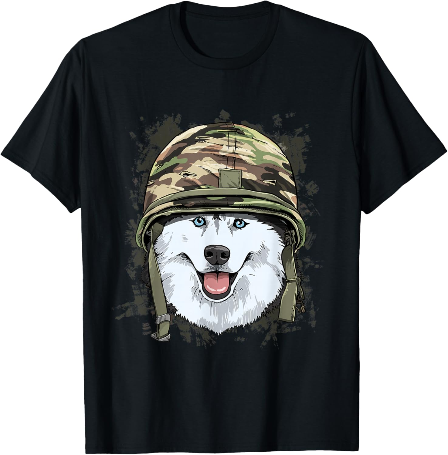 Siberian Husky Soldier Veteran Dog - Army Dog Lover T-Shirt - T-Shirt | Black