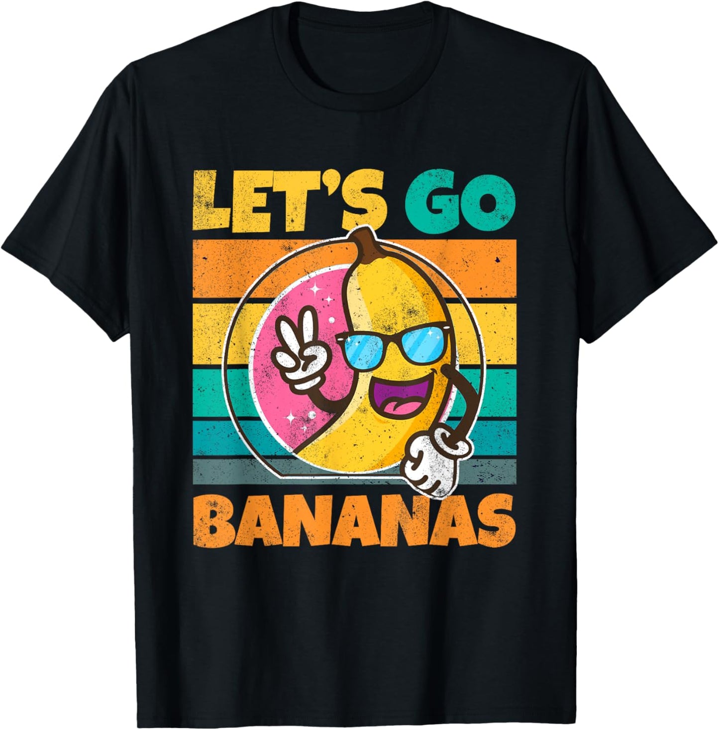 Retro Vintage Funny Banana Meme Let Go Banana Peace Bananas T-Shirt - T-Shirt | Black