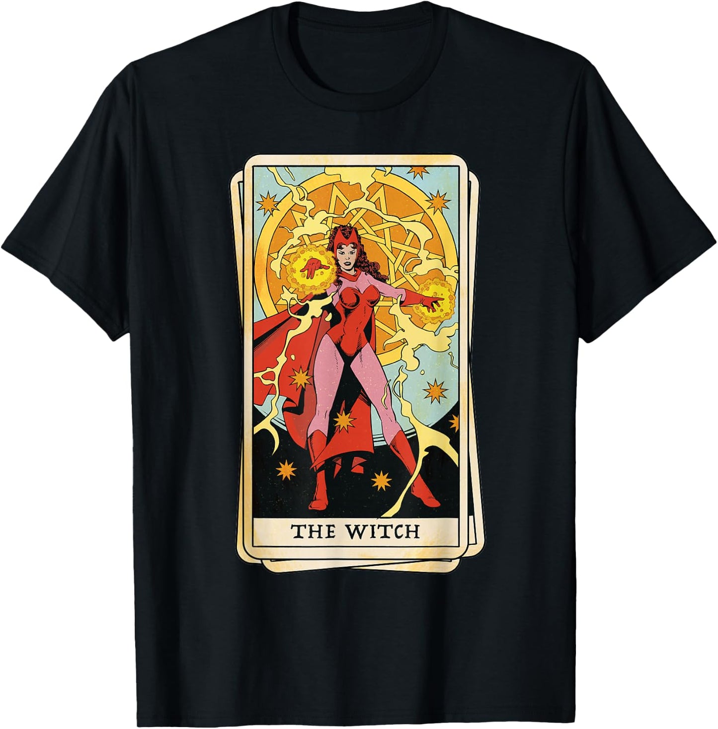 Marvel Tarot Scarlet Witch as The Witch Card T-Shirt - T-Shirt | Black