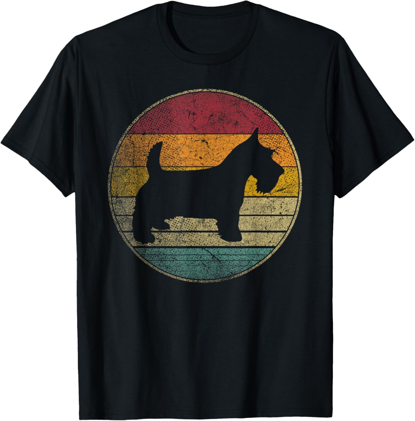 Scottish Terrier Dog Vintage Distressed Retro 70s 80s Gift T-Shirt - T-Shirt | Black