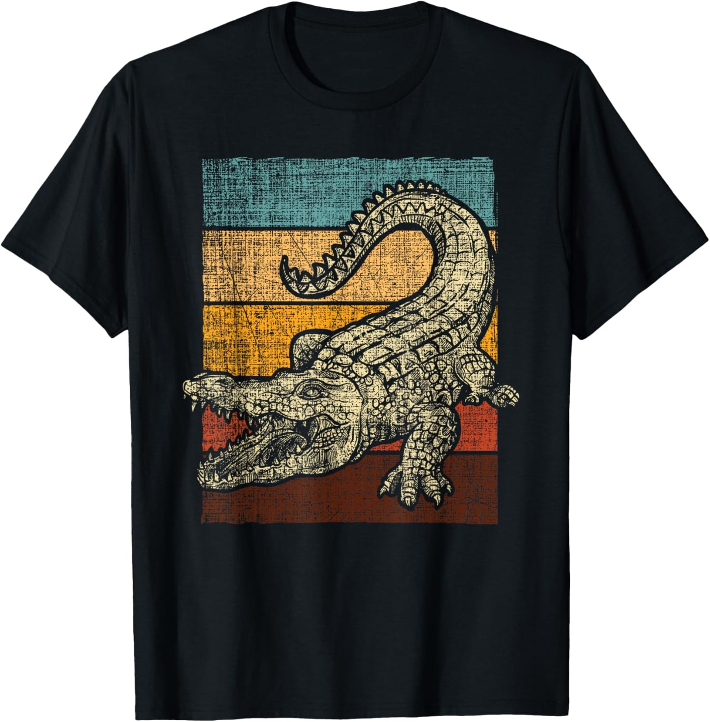 Retro Vintage Alligator Gator Crocodile Zoo Animal Lover T-Shirt - T-Shirt | Black
