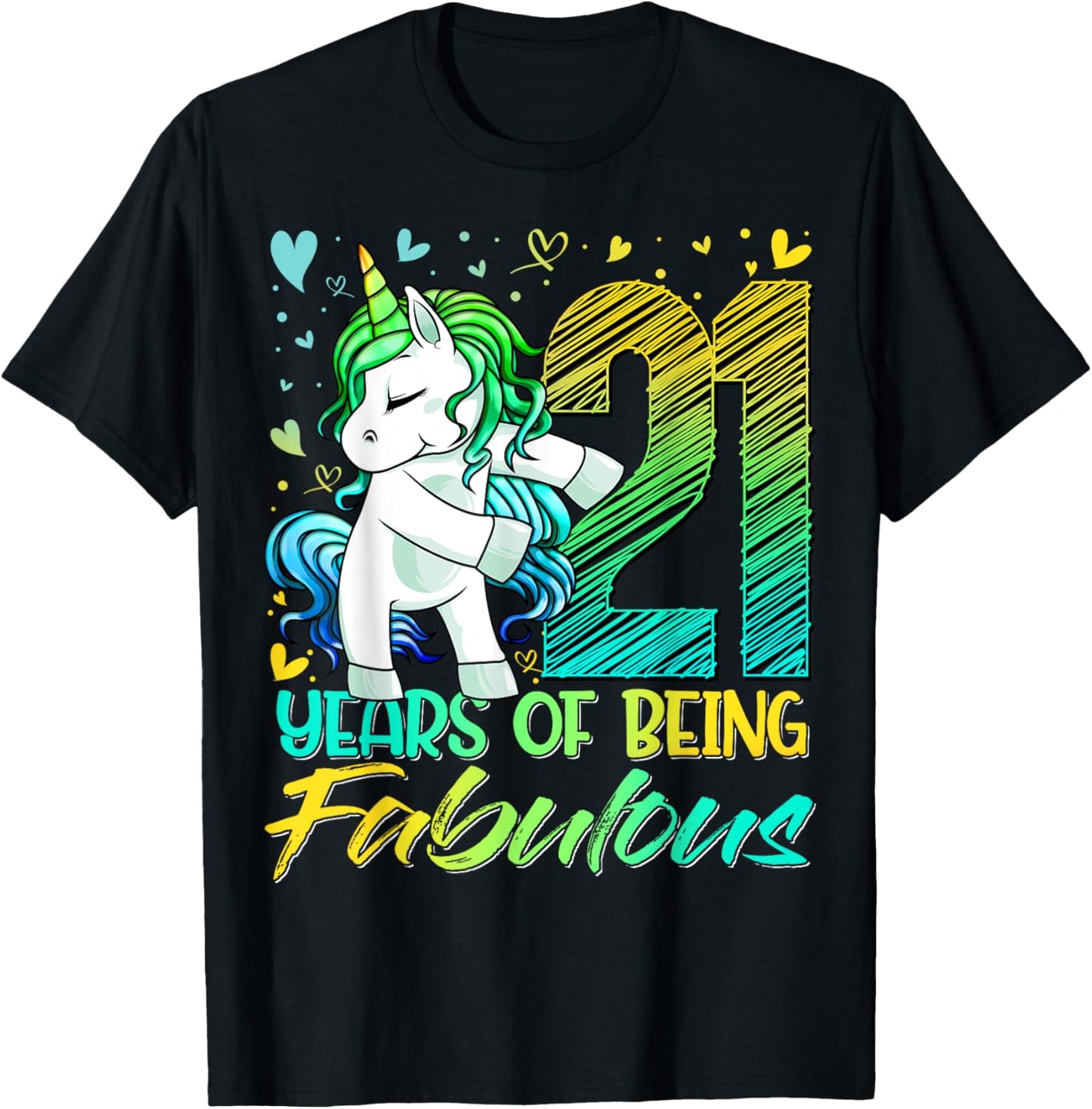 21 Year Old Gifts Unicorn Flossing 21st Birthday Girl Party T-Shirt - T-Shirt | Black
