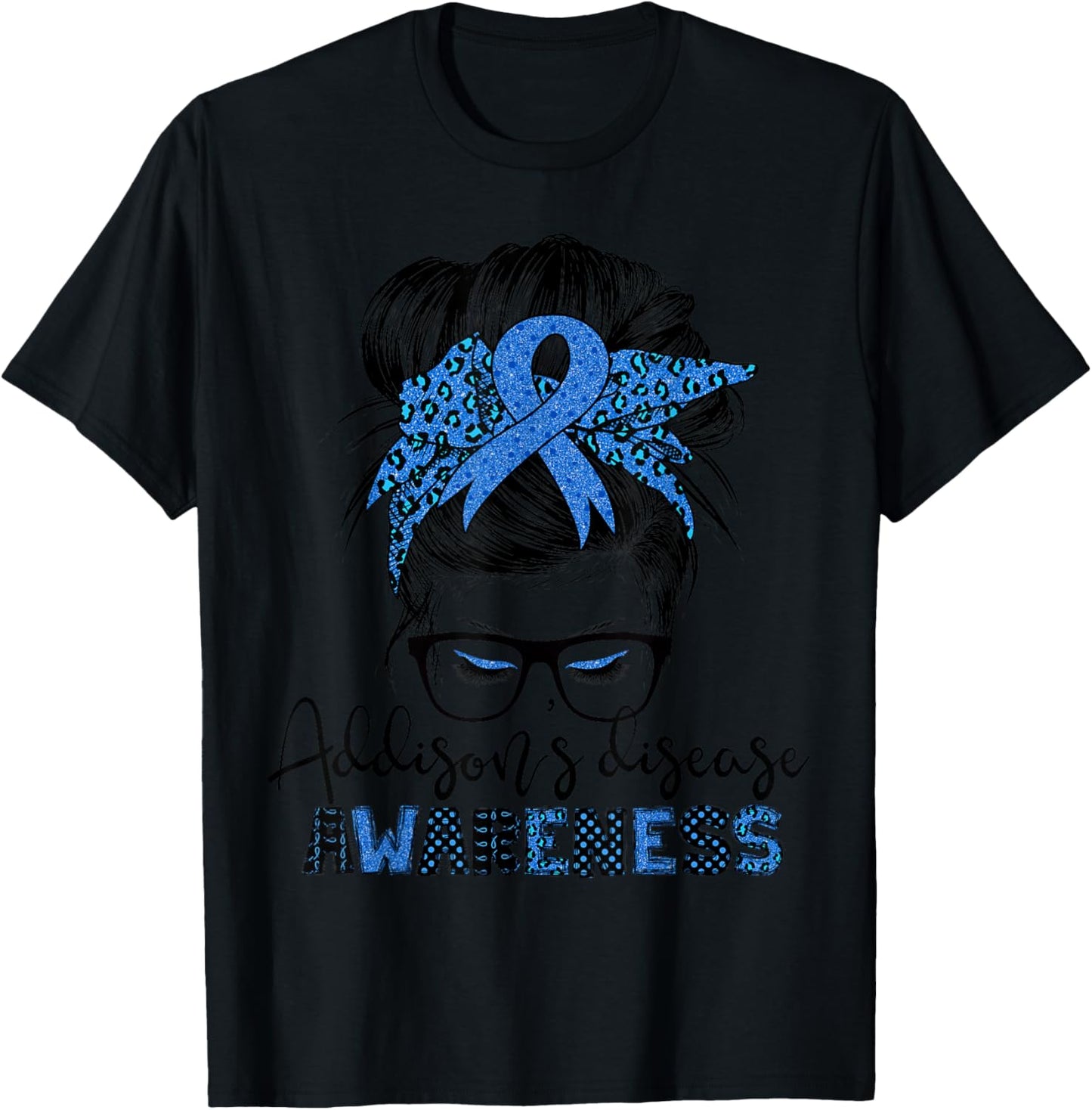 Addison's disease awareness messy hair bun T-Shirt - T-Shirt | Black