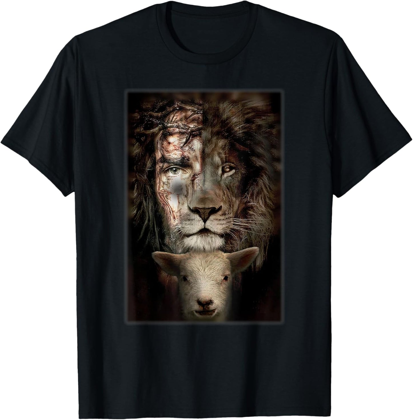 Jesus Lion Lamb Christian Lover T-Shirt - T-Shirt | Black