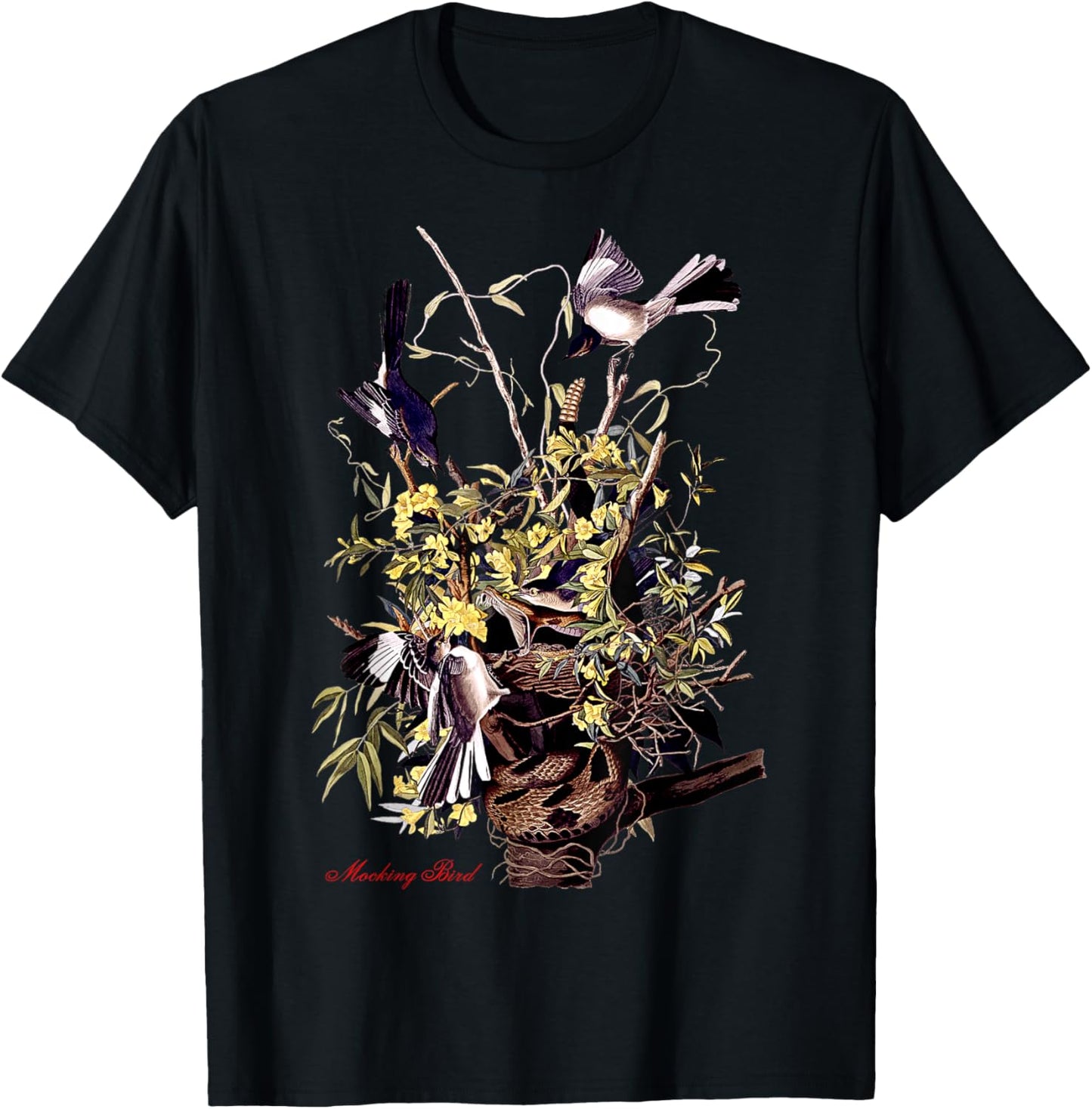 Audubon Mocking Bird North American Birds Education Nature T-Shirt - T-Shirt | Black