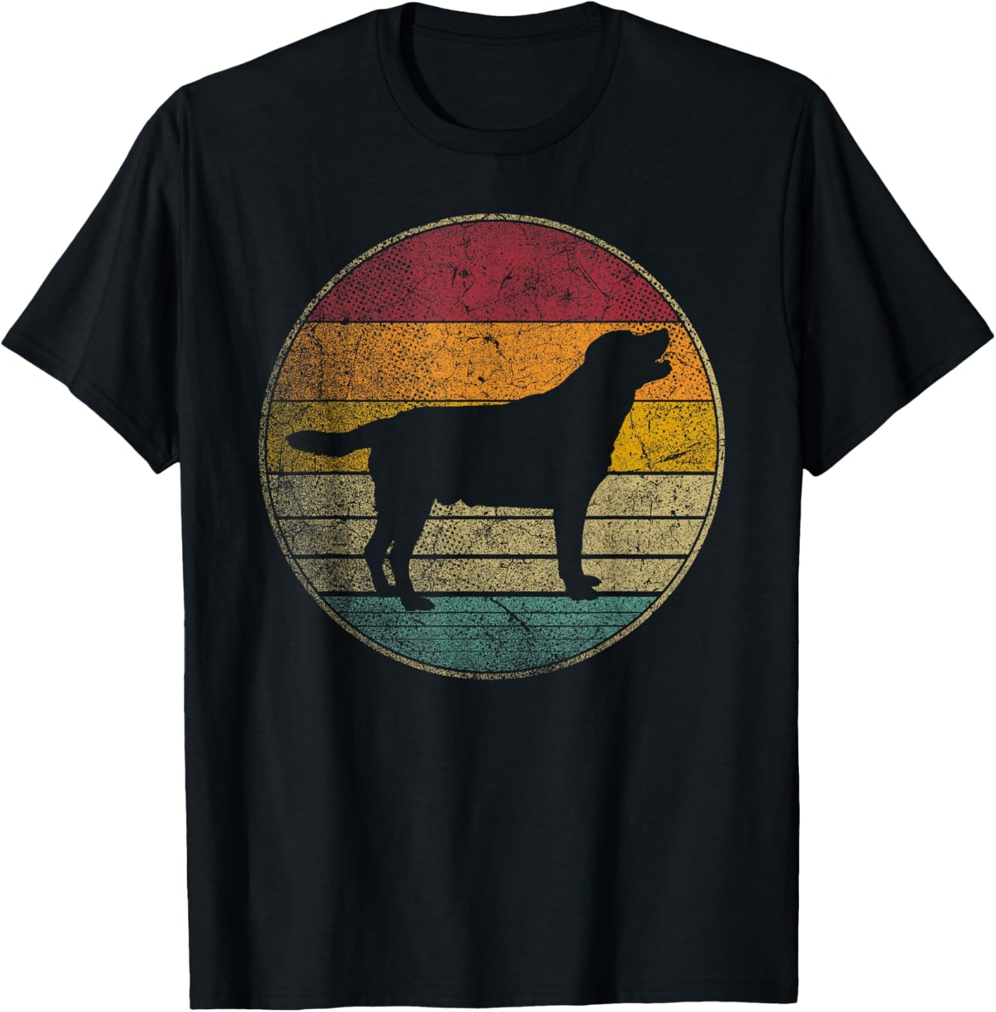 Labrador Retriever Dog Vintage Distressed Retro Silhouette Women Kids T-Shirt - T-Shirt | Black
