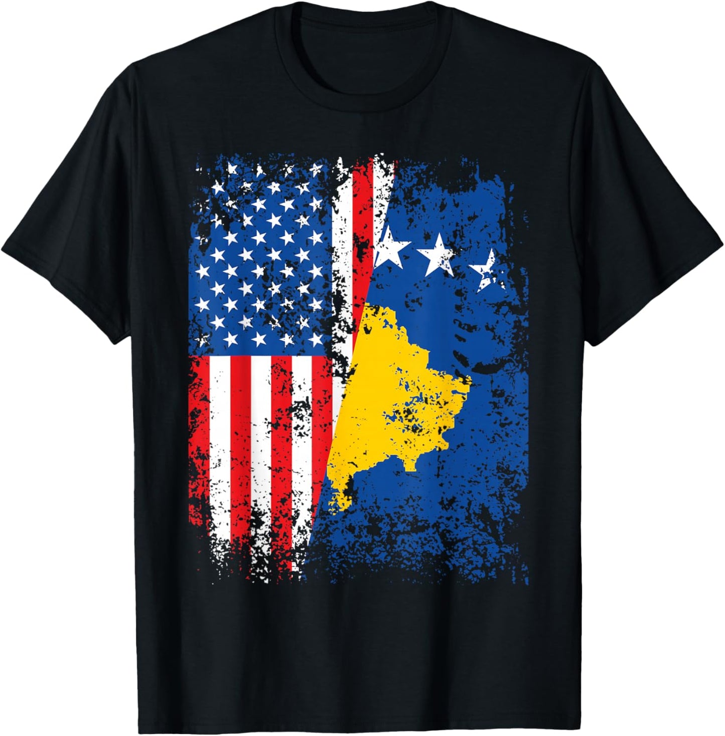 Kosovo American Flag USA Kosovar USA Flag T-Shirt - T-Shirt | Black