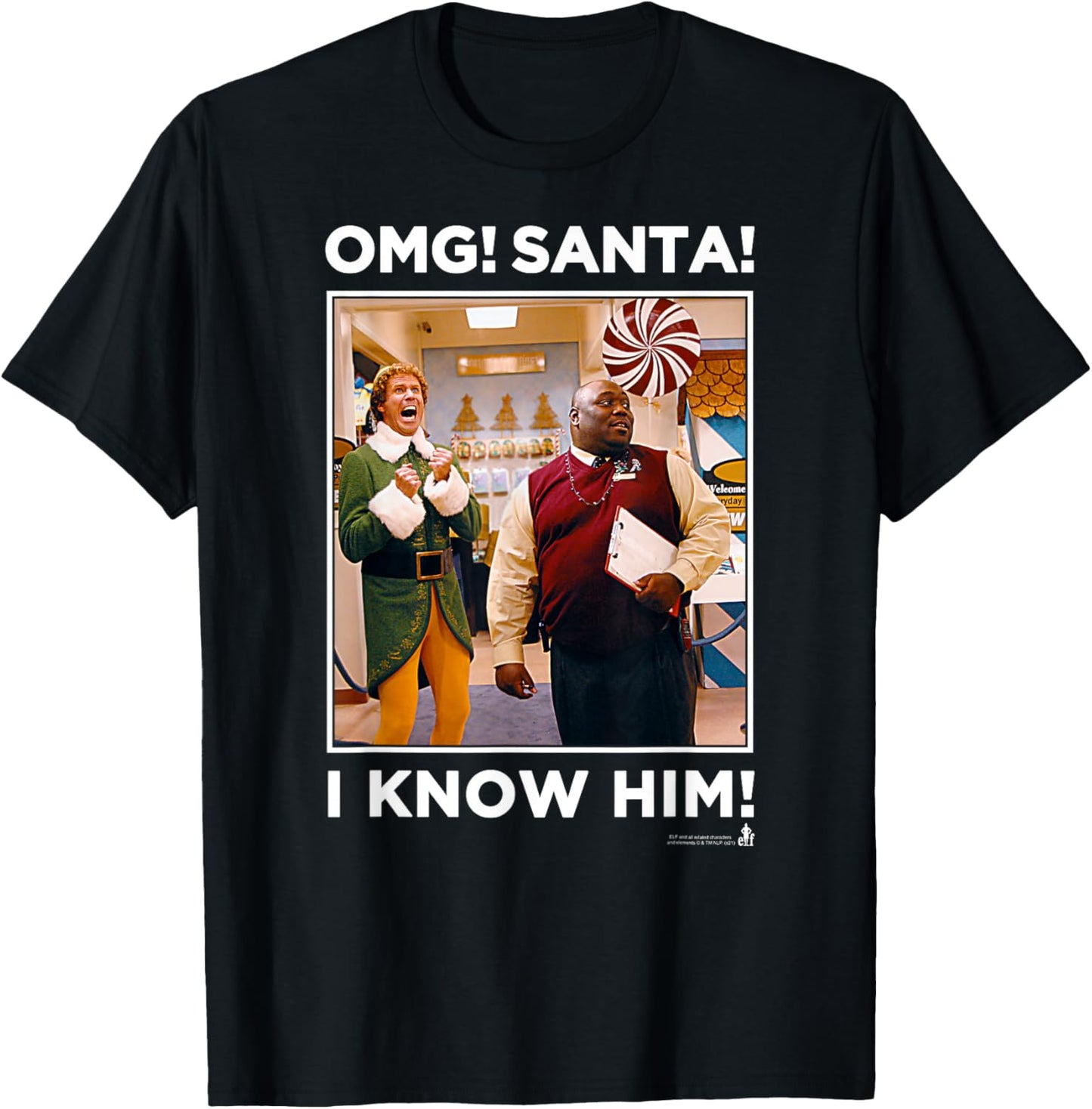 Elf I Know Him! Store Scene Funny Christmas T-Shirt - T-Shirt | Black