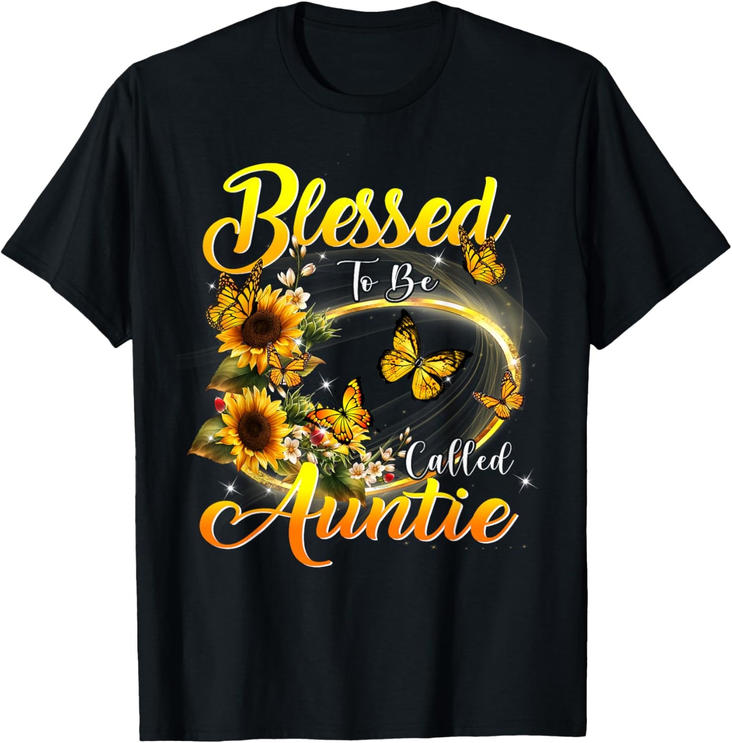 Blessed to be called Auntie Shirt Sunflower Lovers Aunt T-Shirt - T-Shirt | Black