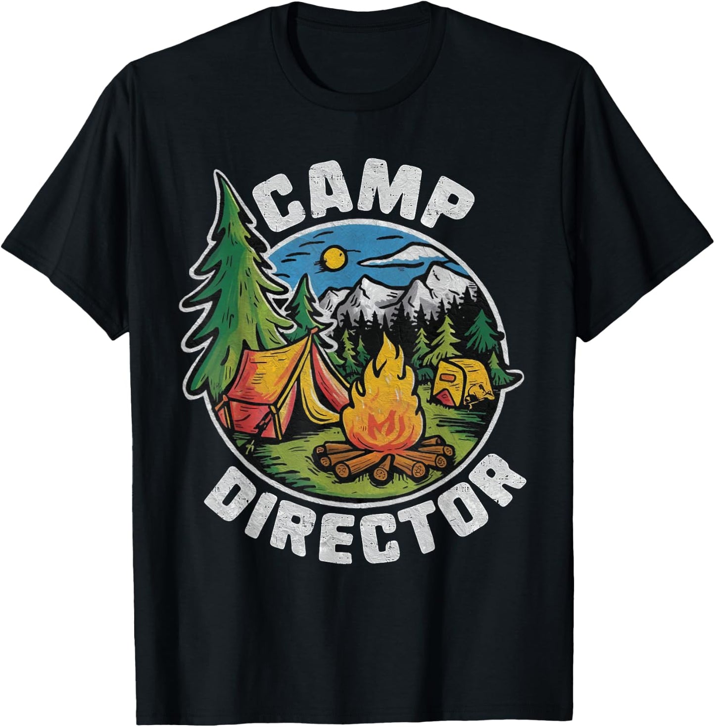 Retro Camp Director Camping Summer Camp Funny Camper Staff T-Shirt - T-Shirt | Black