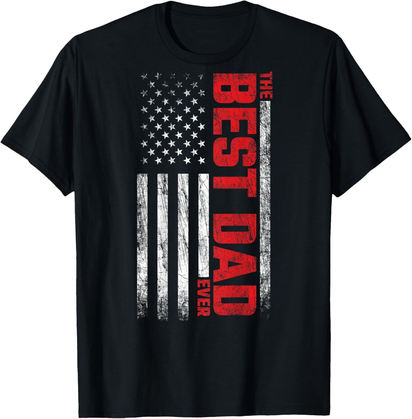 Best Dad - American Flag On Back - Best Dad Ever T-Shirt - T-Shirt | Black