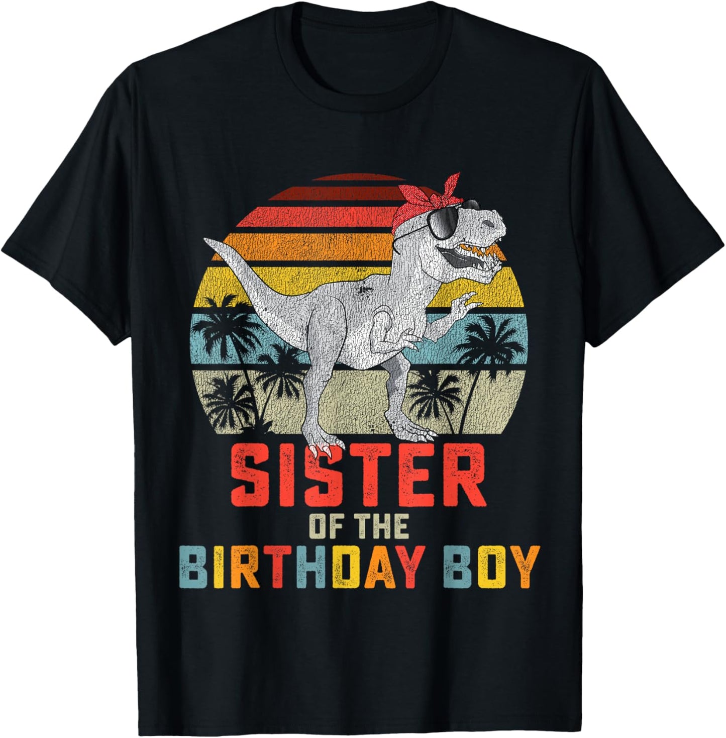 Sister Dinosaur of The Birthday Boy Matching Family T-Shirt - T-Shirt | Black