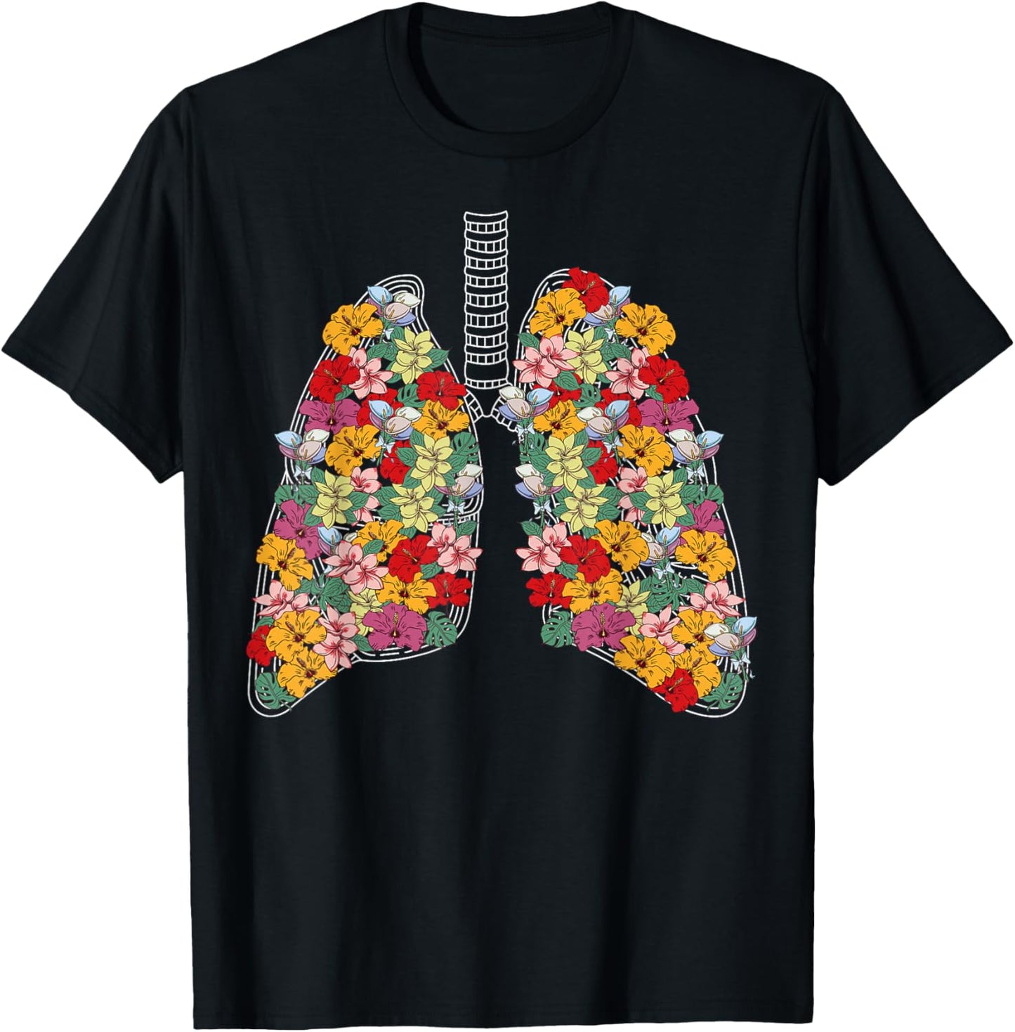 Anatomical Lungs Flowers Medical Science Anatomy Themed T-Shirt - T-Shirt | Black