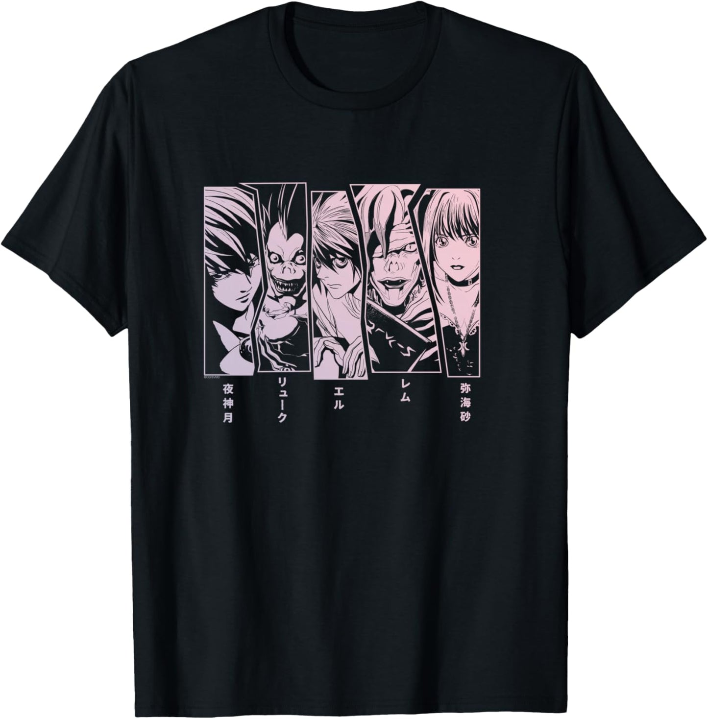 Death Note 5 Panel Faces T-Shirt - T-Shirt | Black