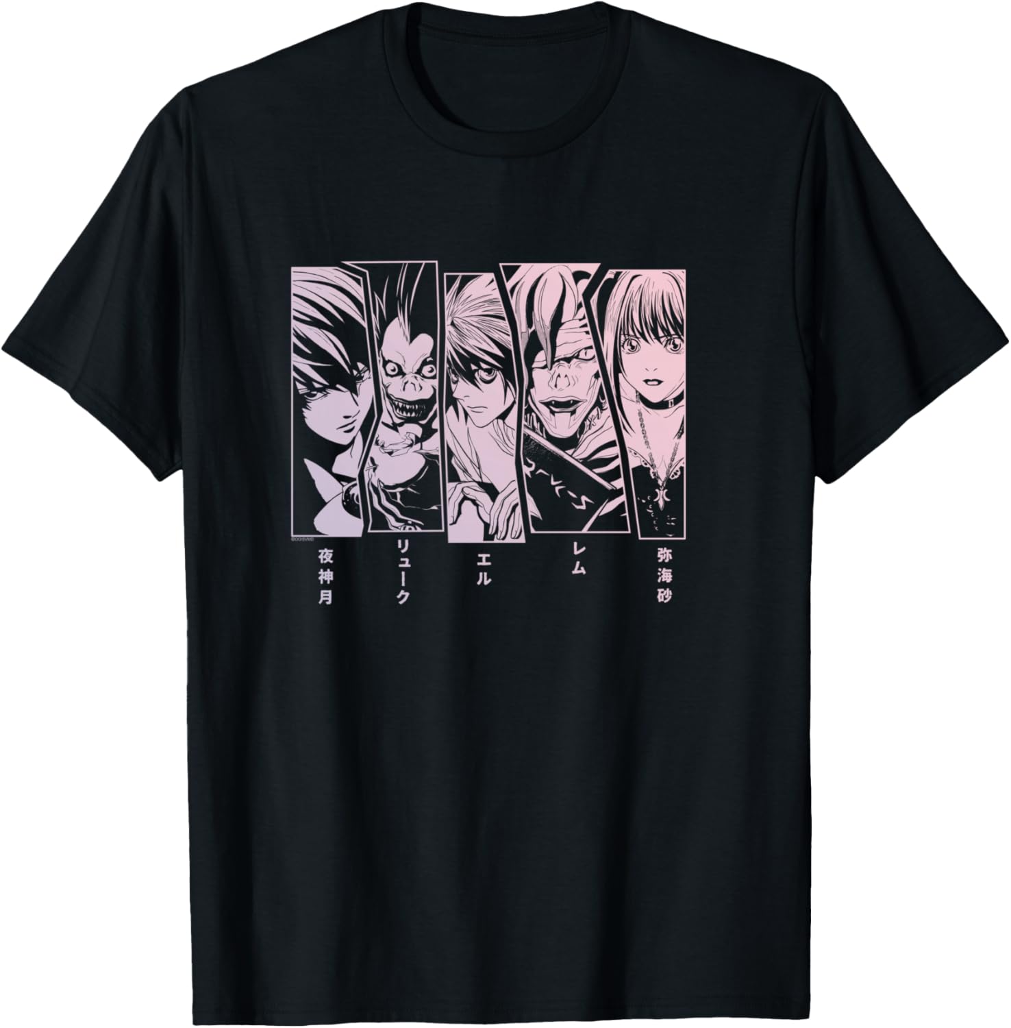 Death Note 5 Panel Faces T-Shirt - T-Shirt | Black