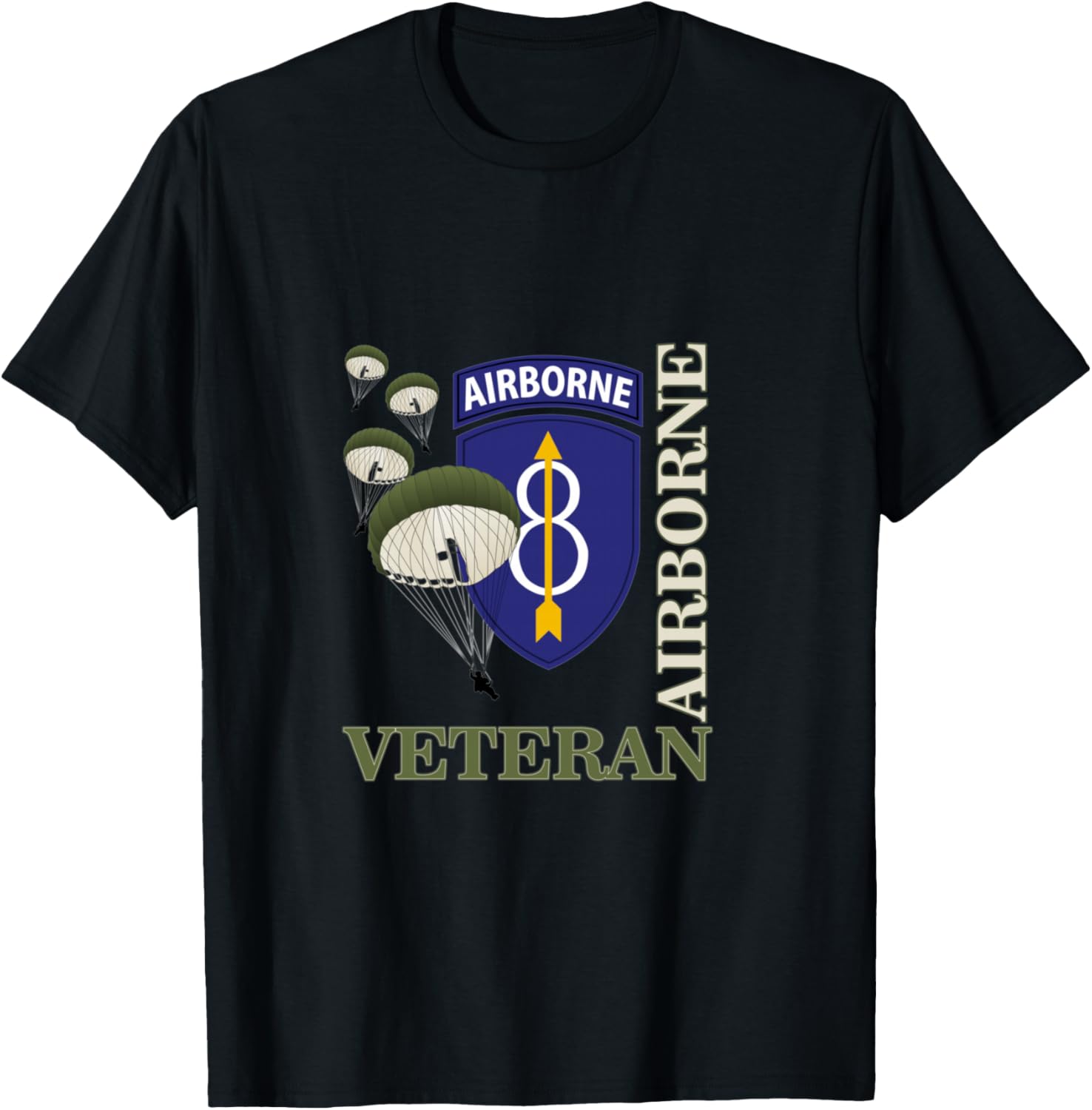 8th Airborne Division Veteran Paratrooper Veterans Day Xmas T-Shirt - T-Shirt | Black