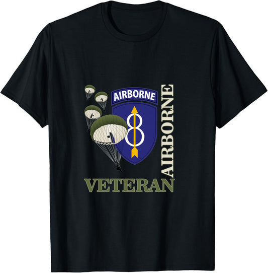 8th Airborne Division Veteran Paratrooper Veterans Day Xmas T-Shirt - T-Shirt | Black