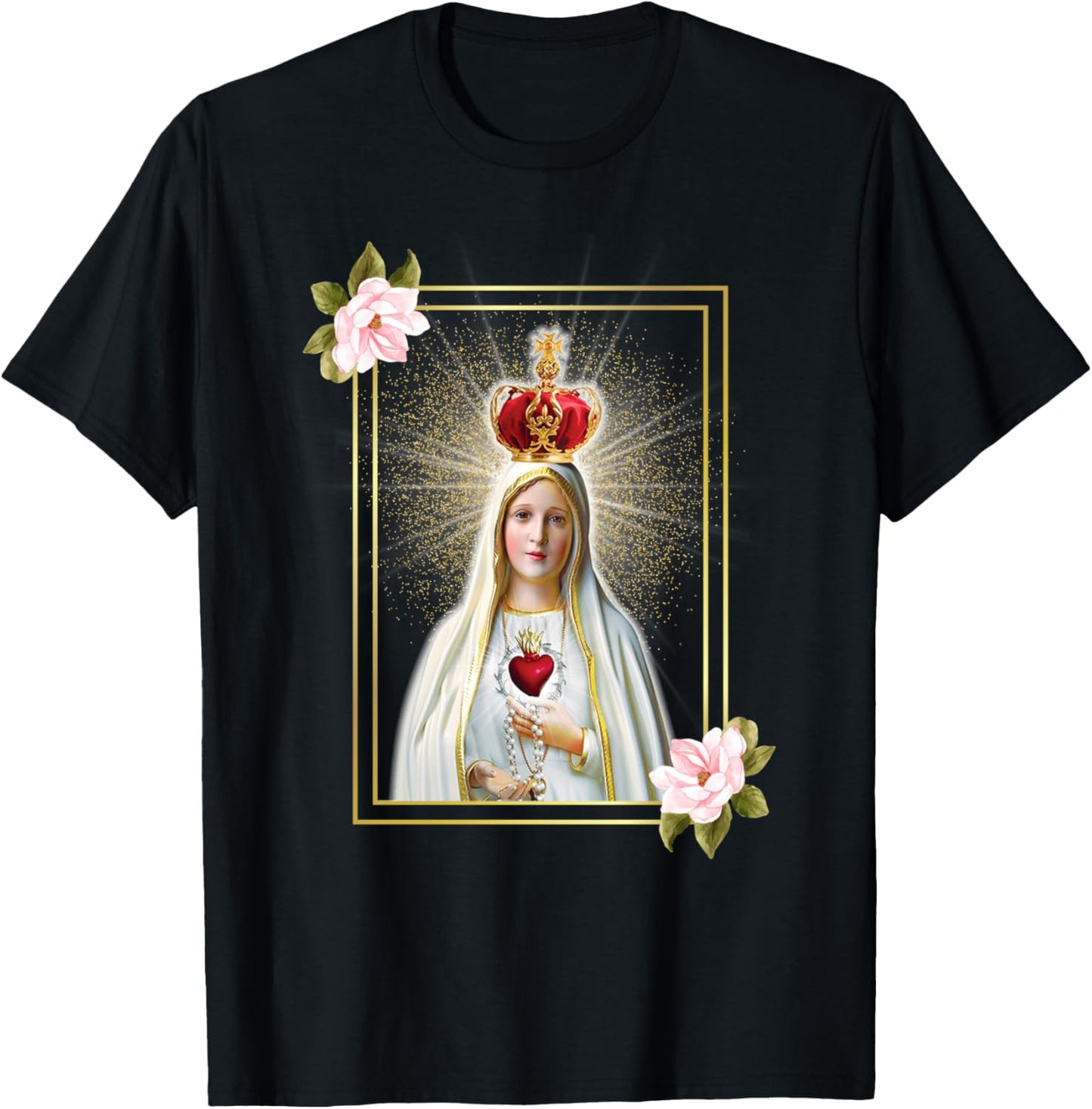Our Lady of Fatima Immaculate Heart of Blessed Virgin Mary T-Shirt - T-Shirt | Black