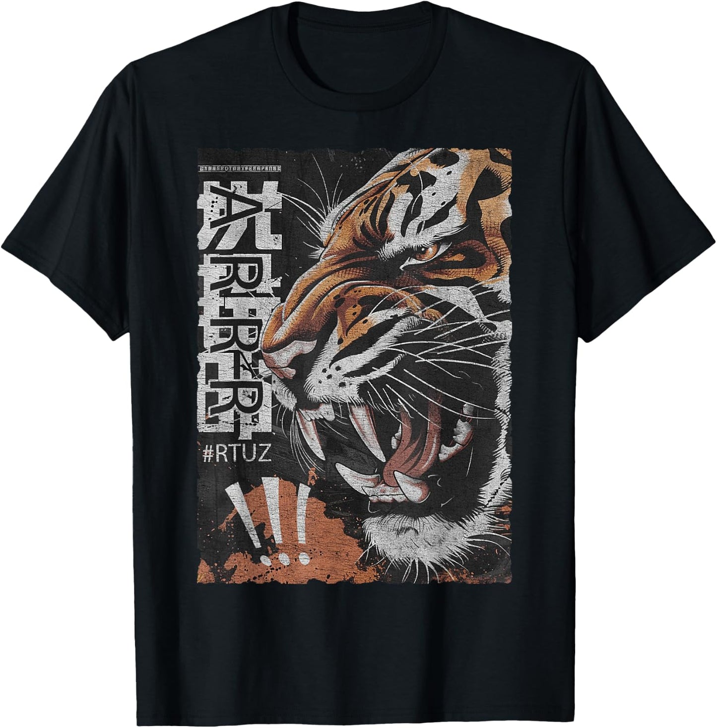 Hip Hop Y2K Vintage Hipster Edgy Urban Streetwear Tiger T-Shirt - T-Shirt | Black