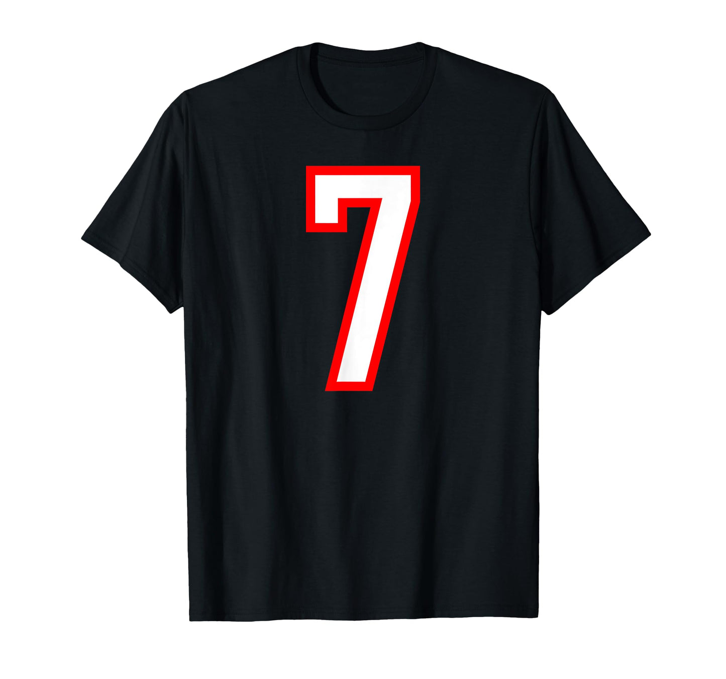 Number #7 White Red Sport Number 7 T-Shirt