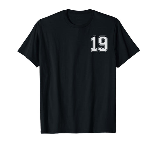 #19 Numbered Team Jerseys Shirt Big # on back Youth or Adult T-Shirt